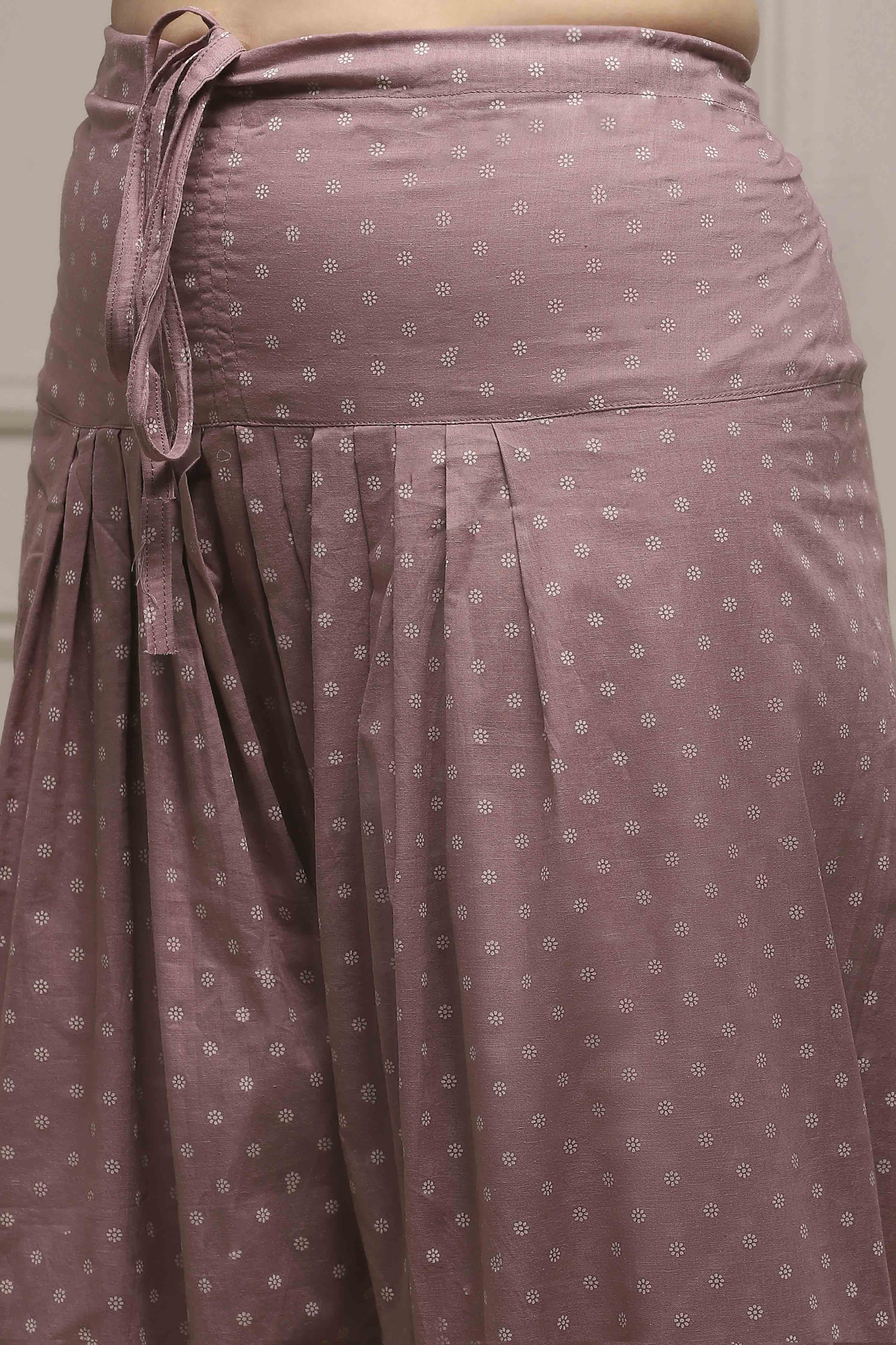 Brown Cotton Blend Printed Unstitched Suit Set image number 3