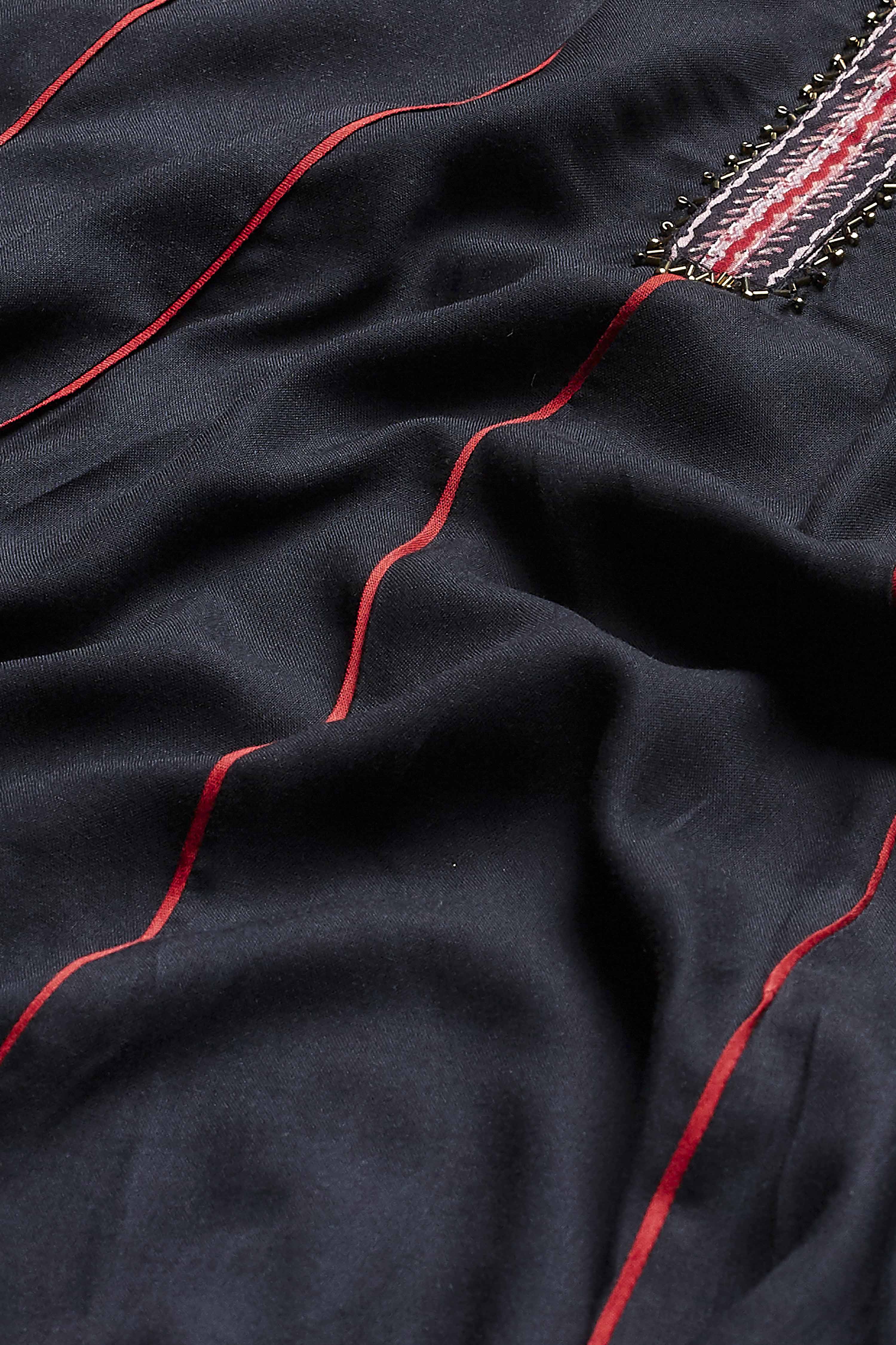 Black Viscose Rayon Kalidar Suit Set image number 3