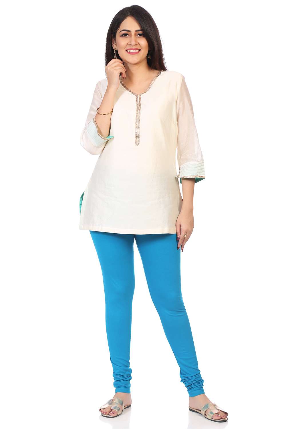 Teal Cotton Dyed Churidar image number 5