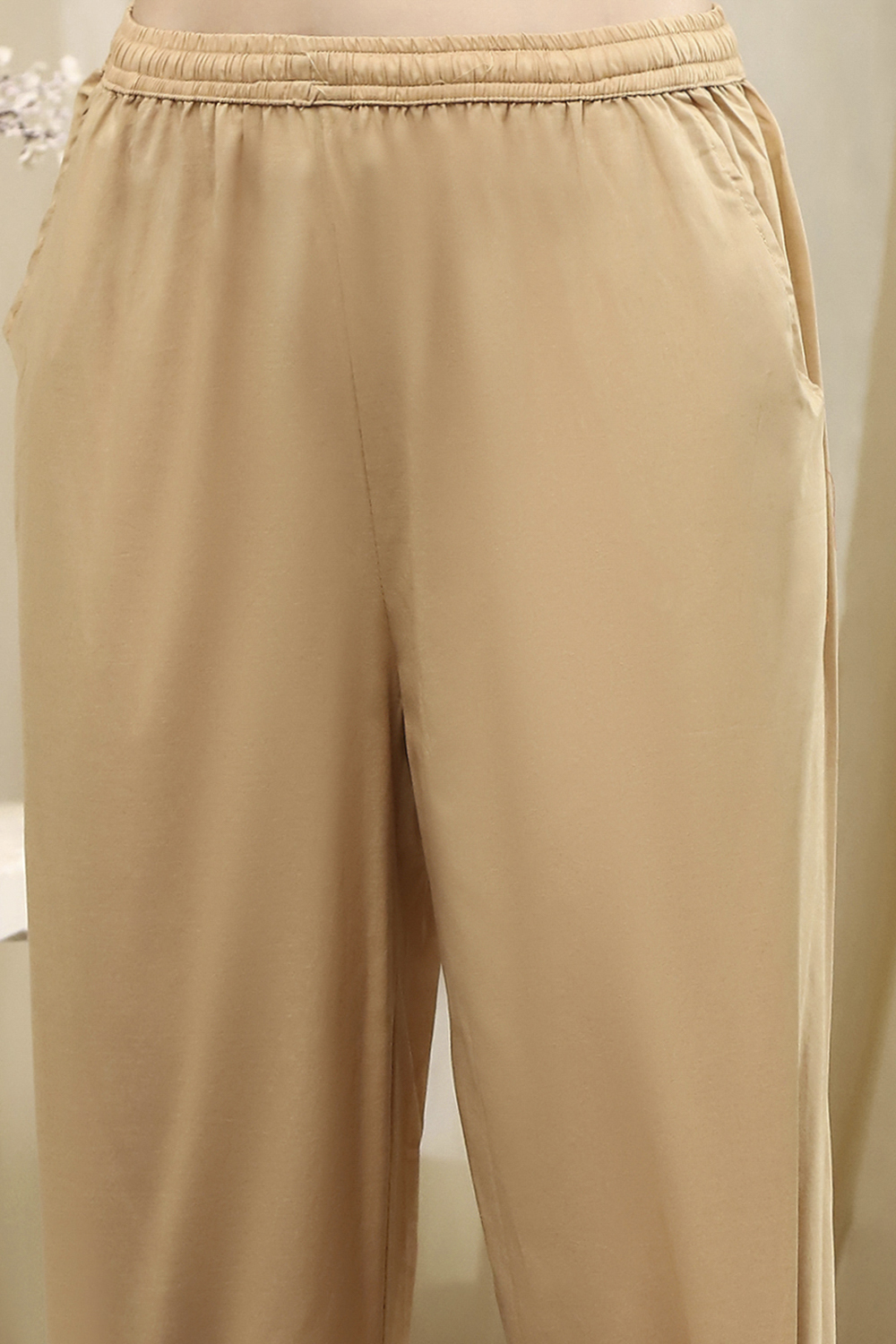 Orange Cotton Blend Straight Kurta image number 2