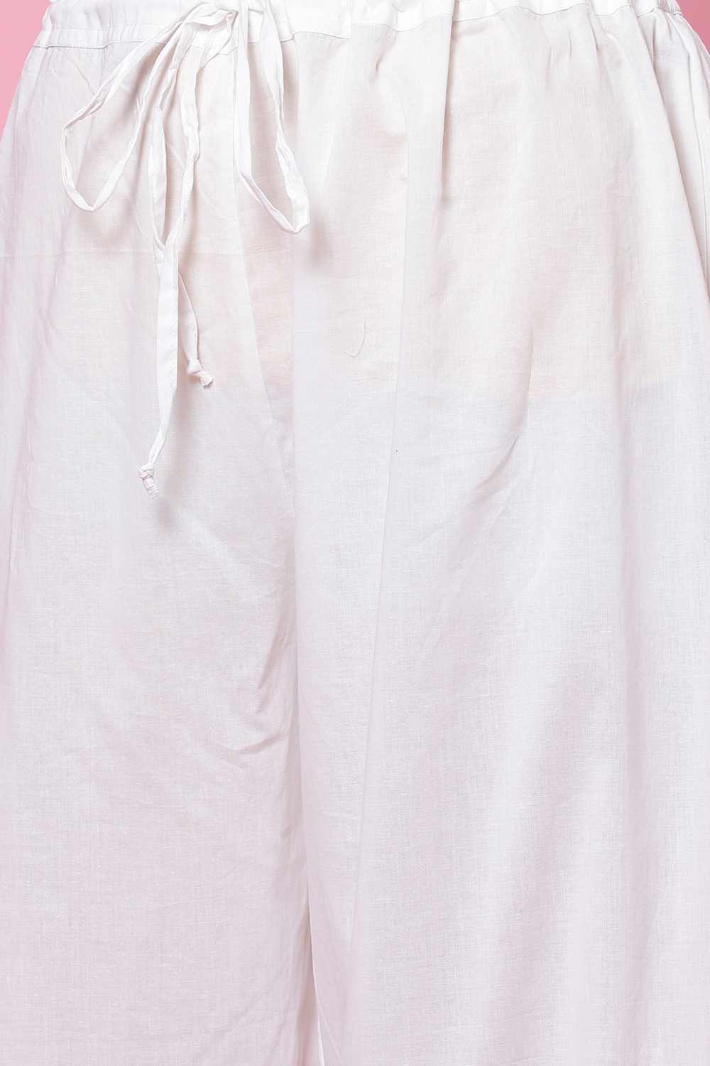 White Cotton Flared Kurta Palazzo Suit Set image number 3