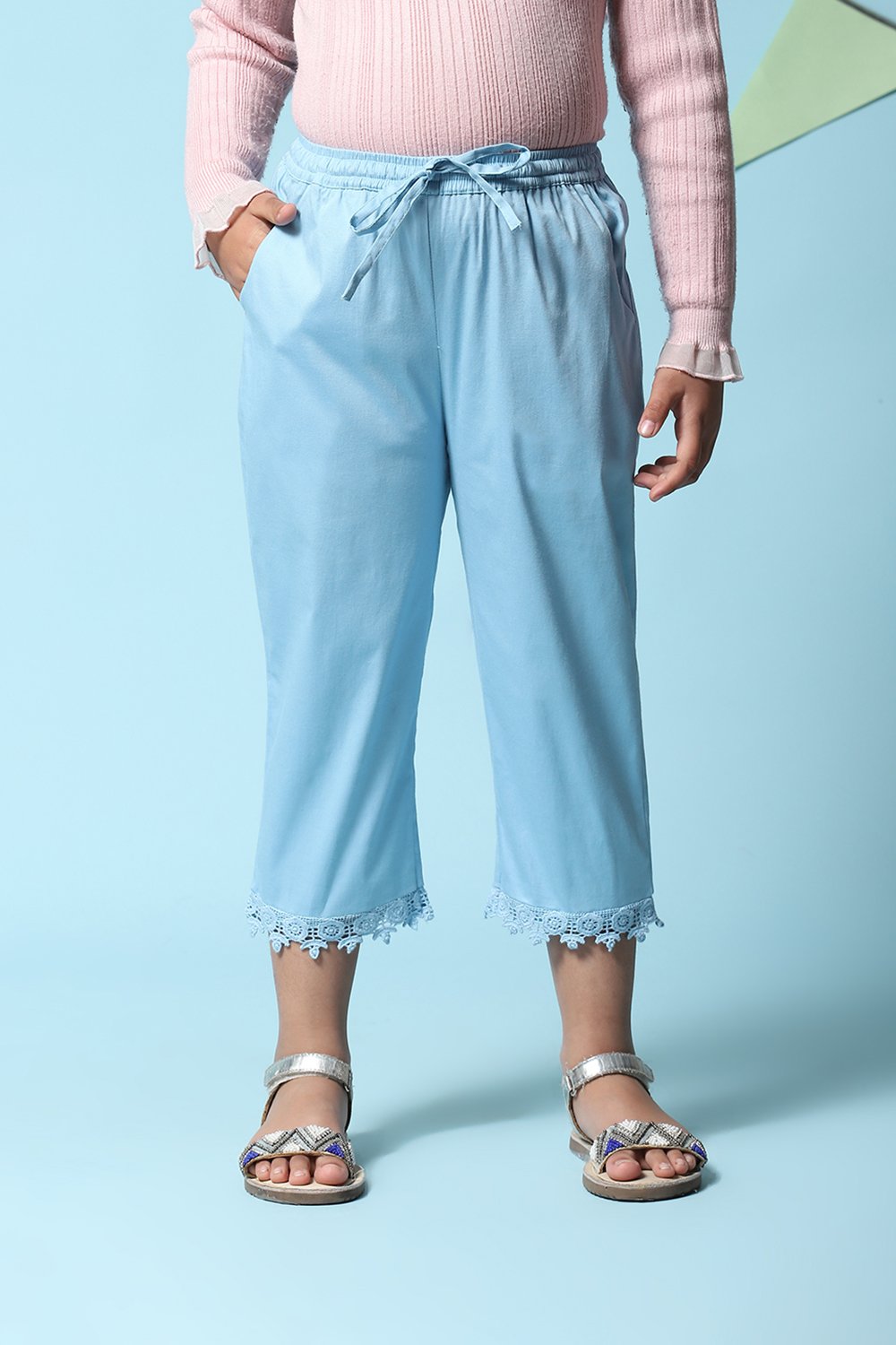 Pink Cotton Blend Capris image number 6