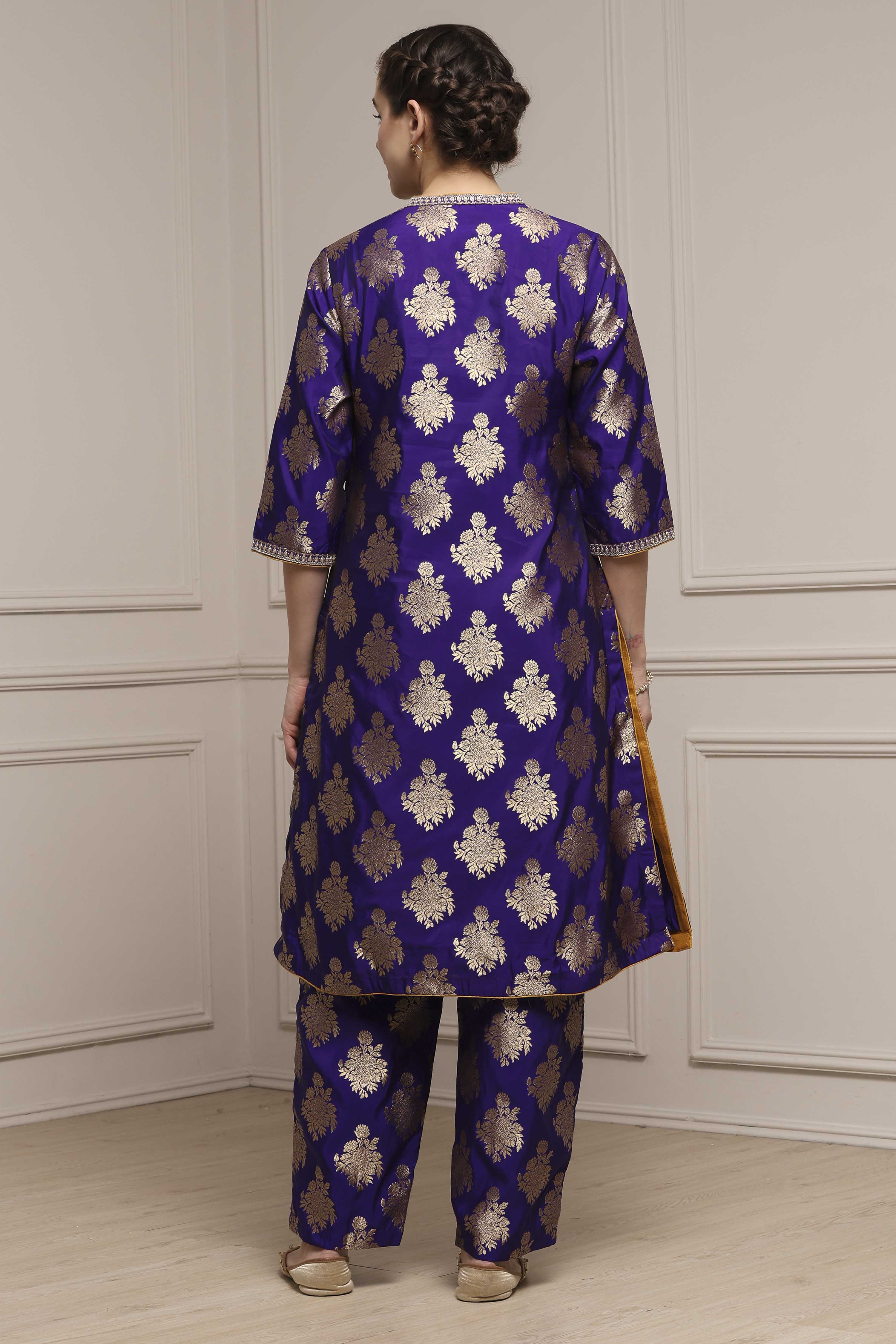 Fuchsia Pink Art Silk Printed Straight Co-ord Set image number 4