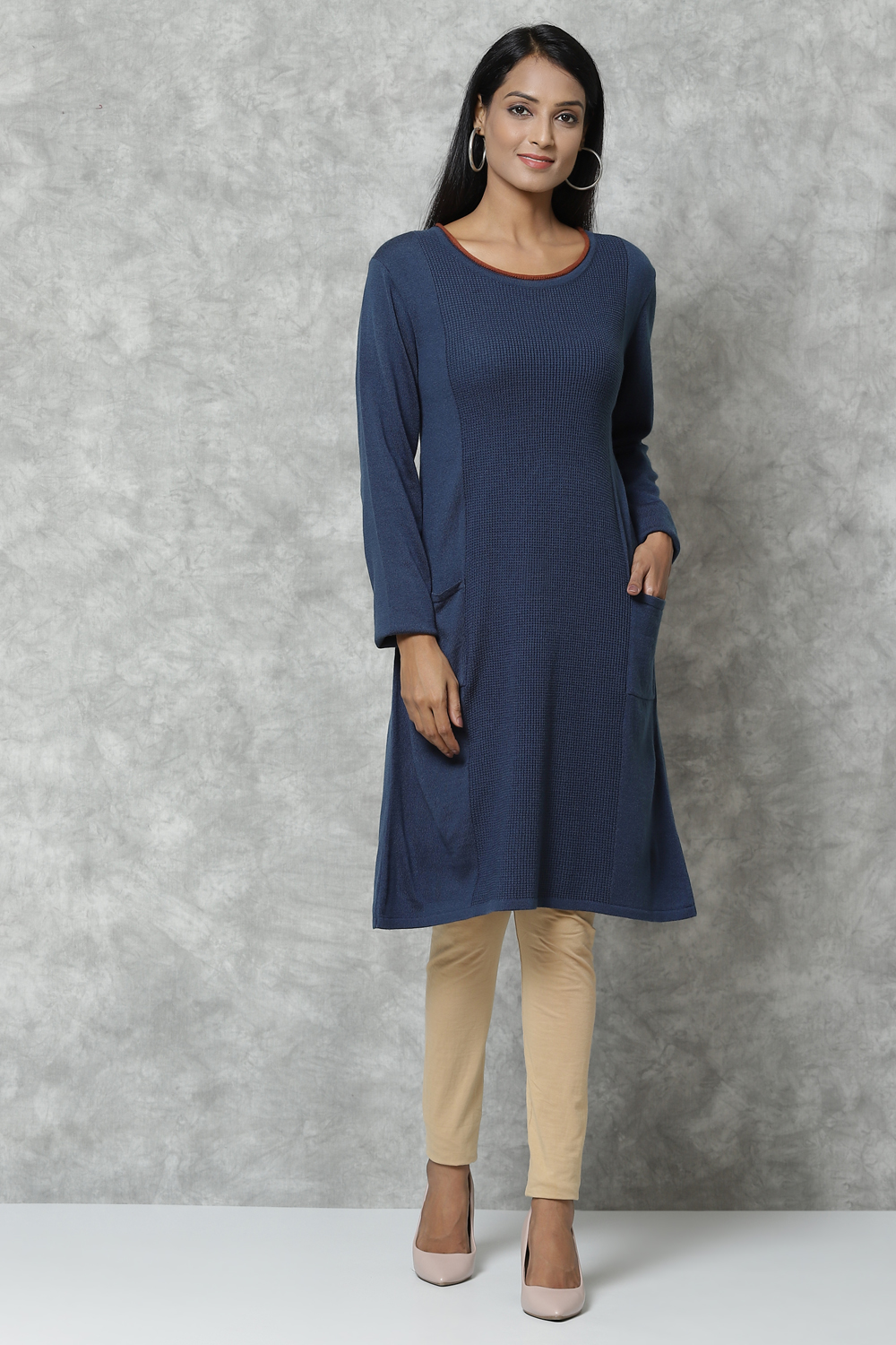 Blue Straight Acrylic Kurta image number 0