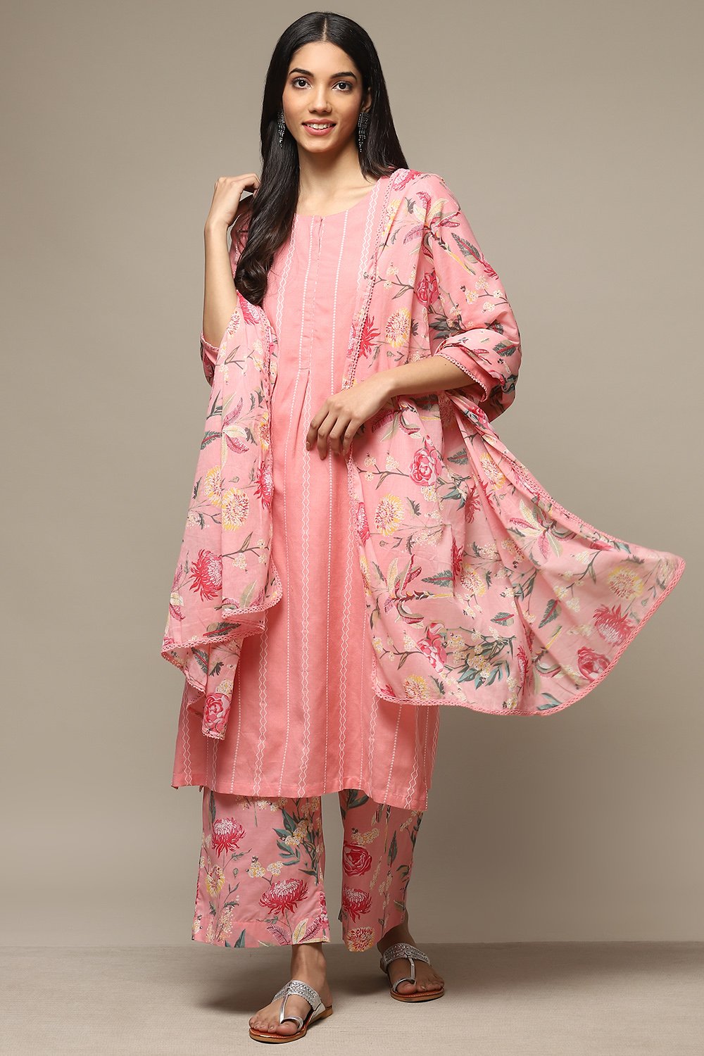 Mango Rayon Straight Kurta Palazzo Suit Set image number 0