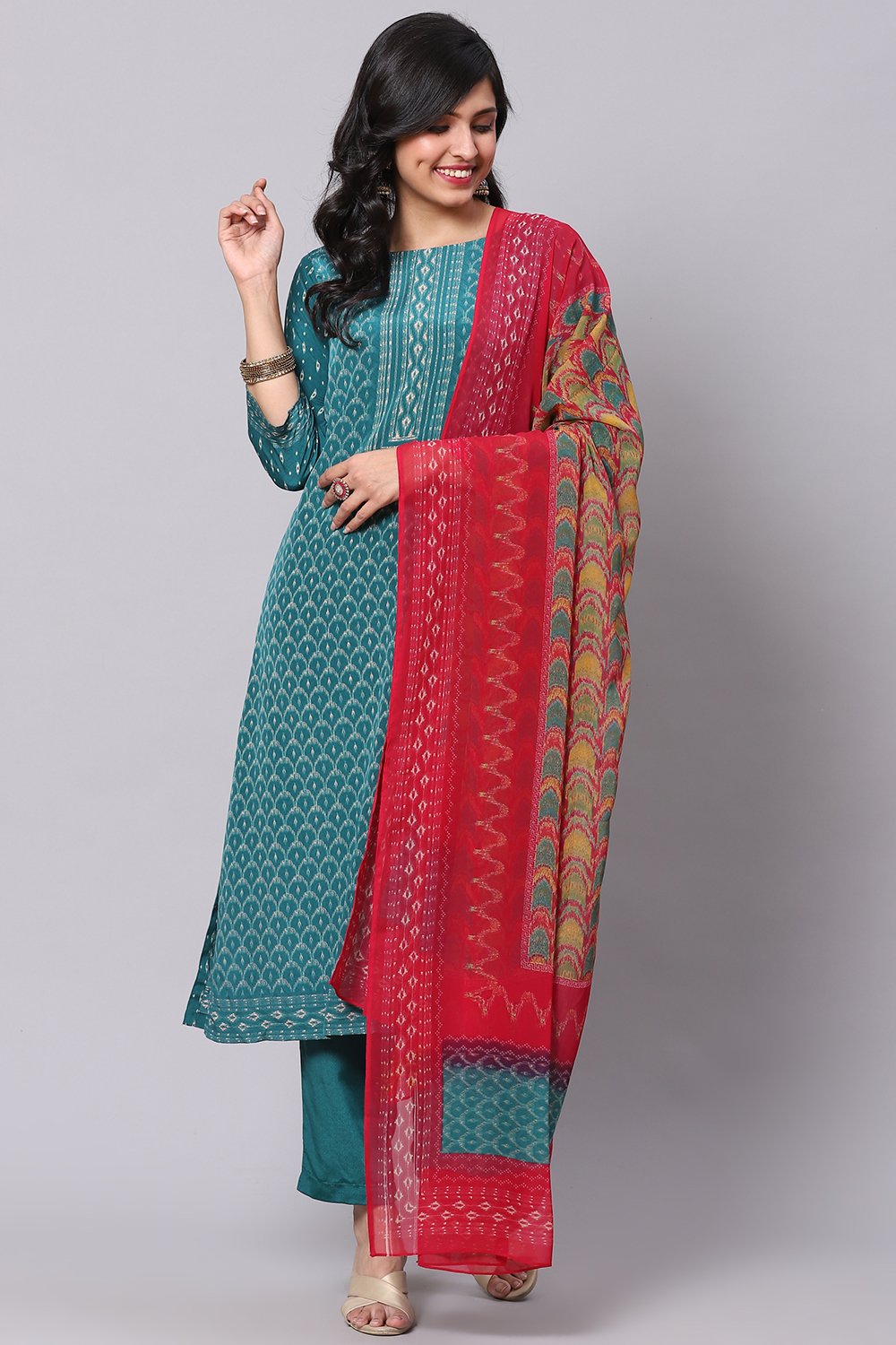 Cherry Red Rayon Fusion Dress image number 6
