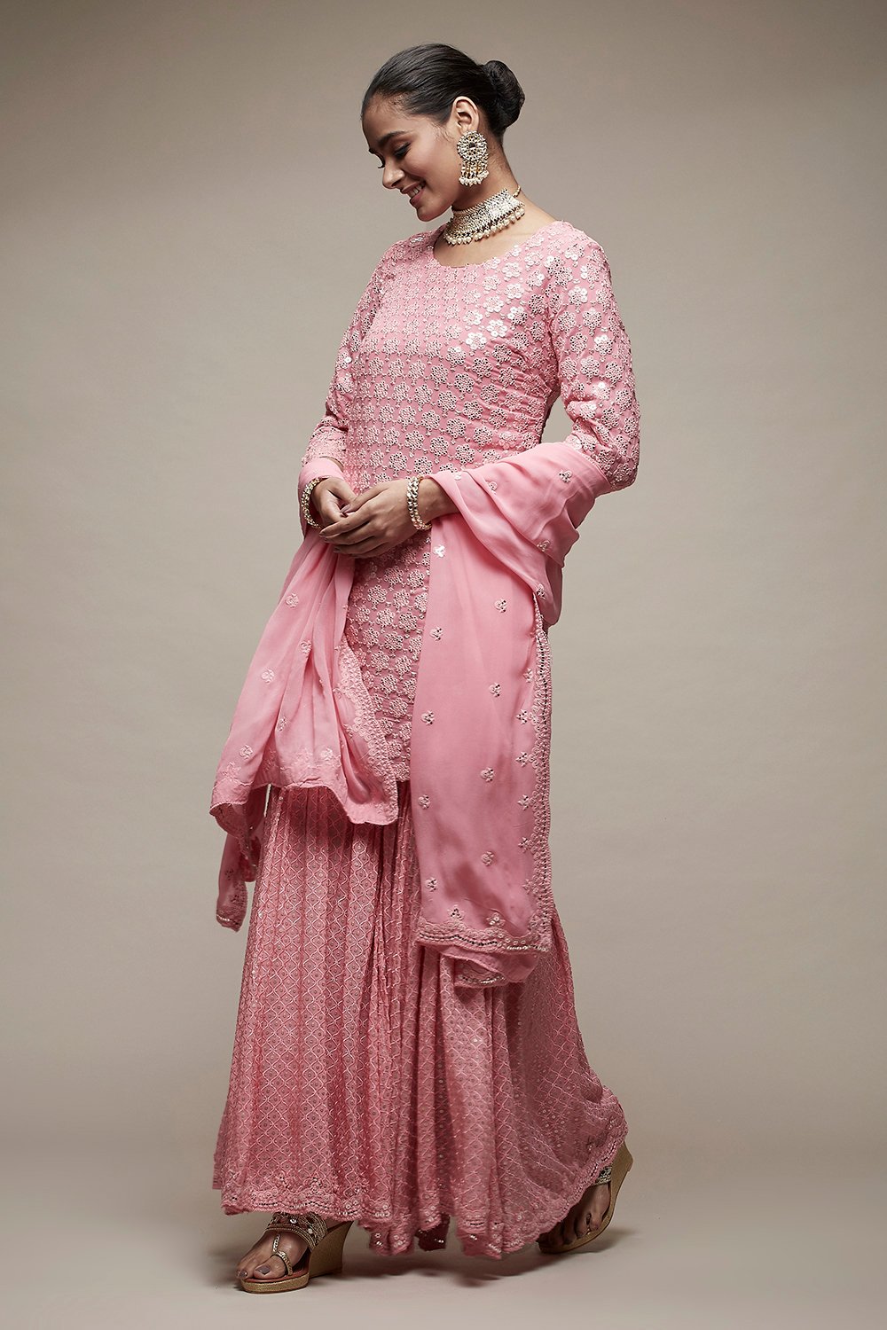 Pink Viscose Garara Suit Set image number 3