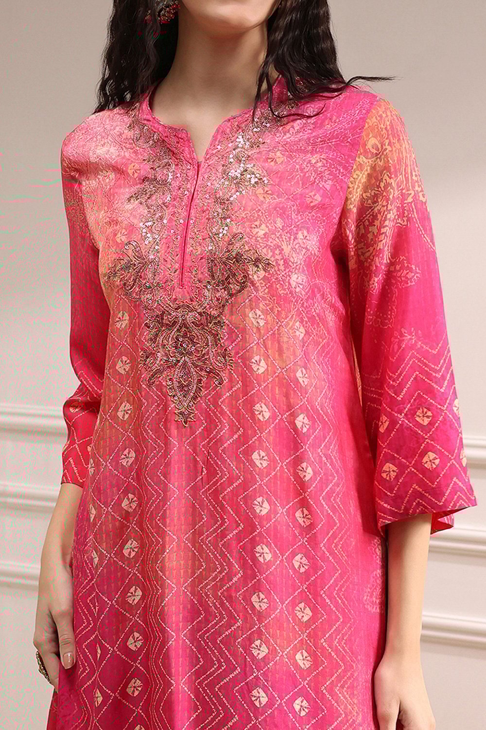 Turquoise Printed Straight Suit Set image number 1