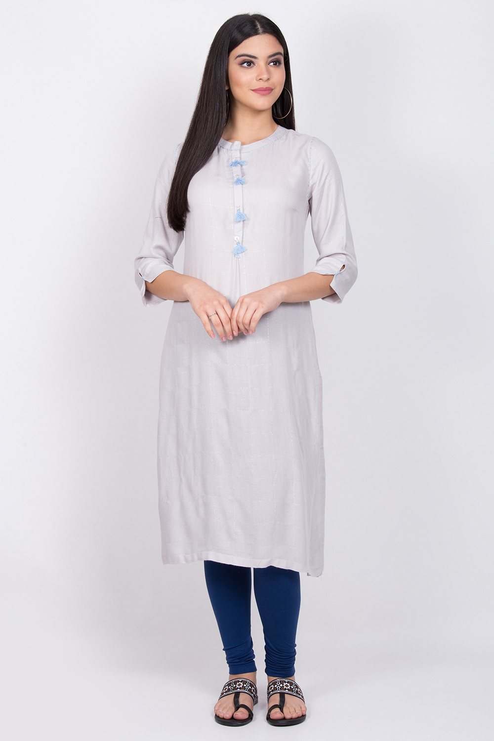 Ice Blue Rayon Straight Kurta image number 0