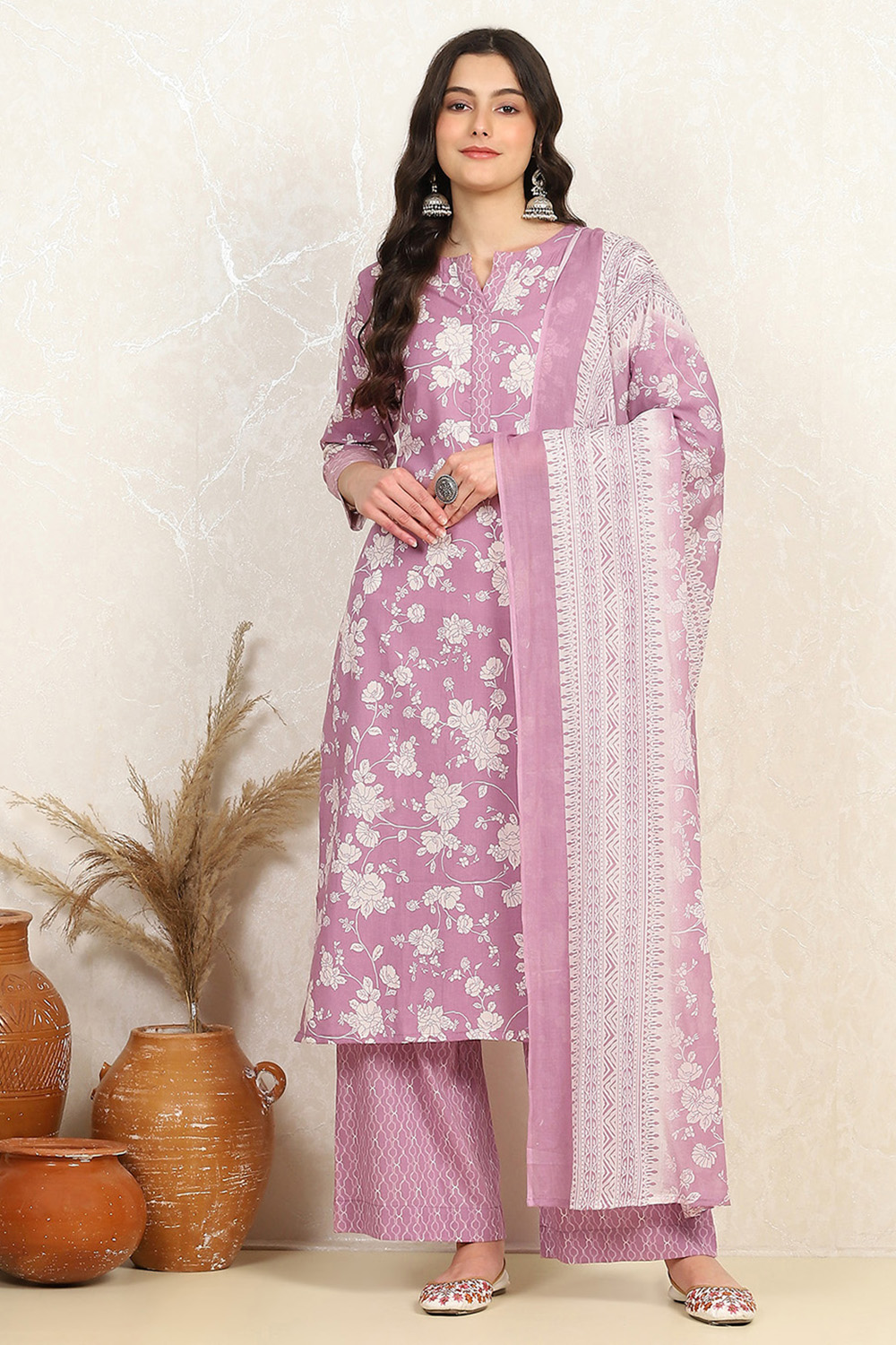 Rama Cotton Screen Print Unstitched Suit Set image number 7