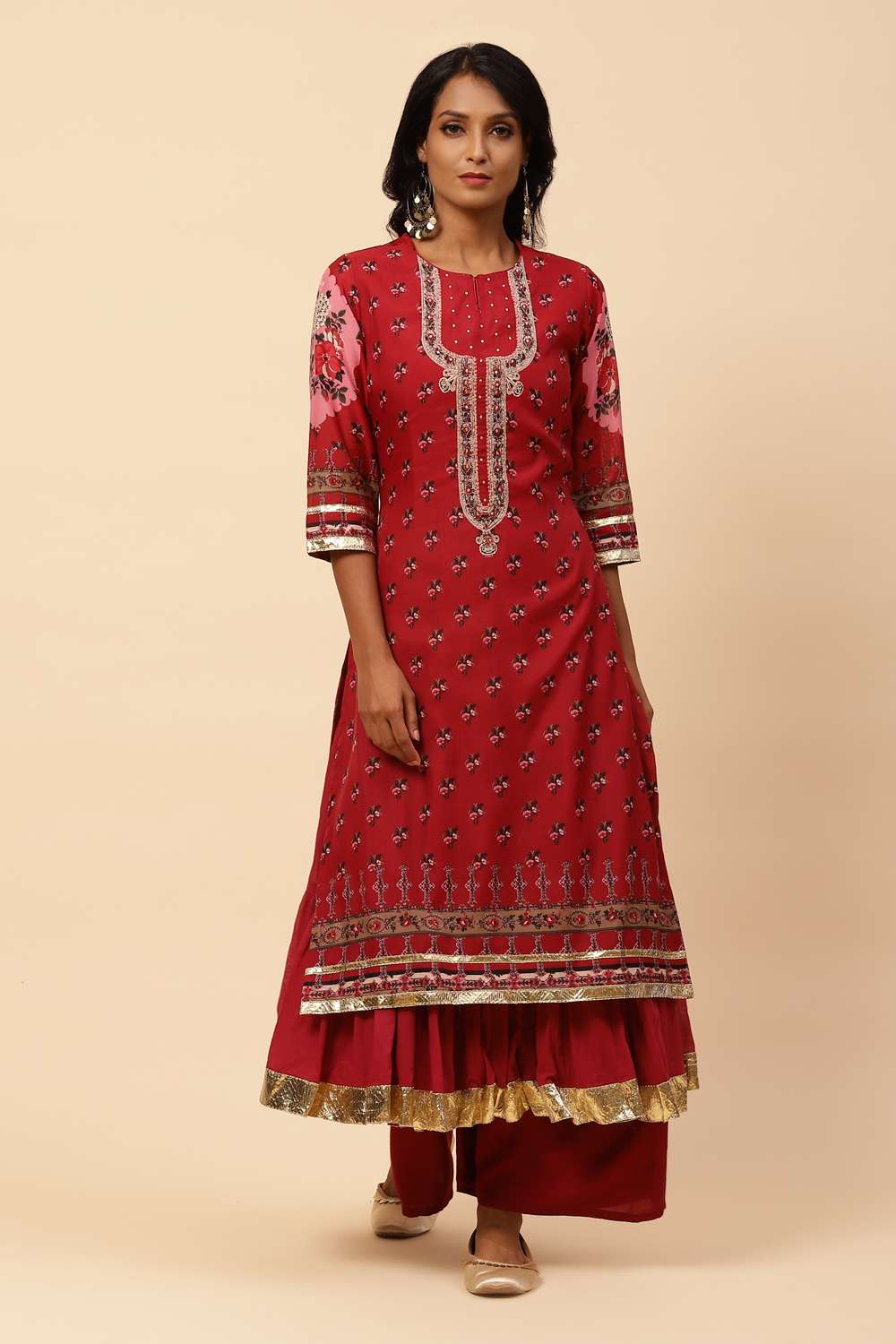 Cherry Straight Art Silk Kurta image number 3