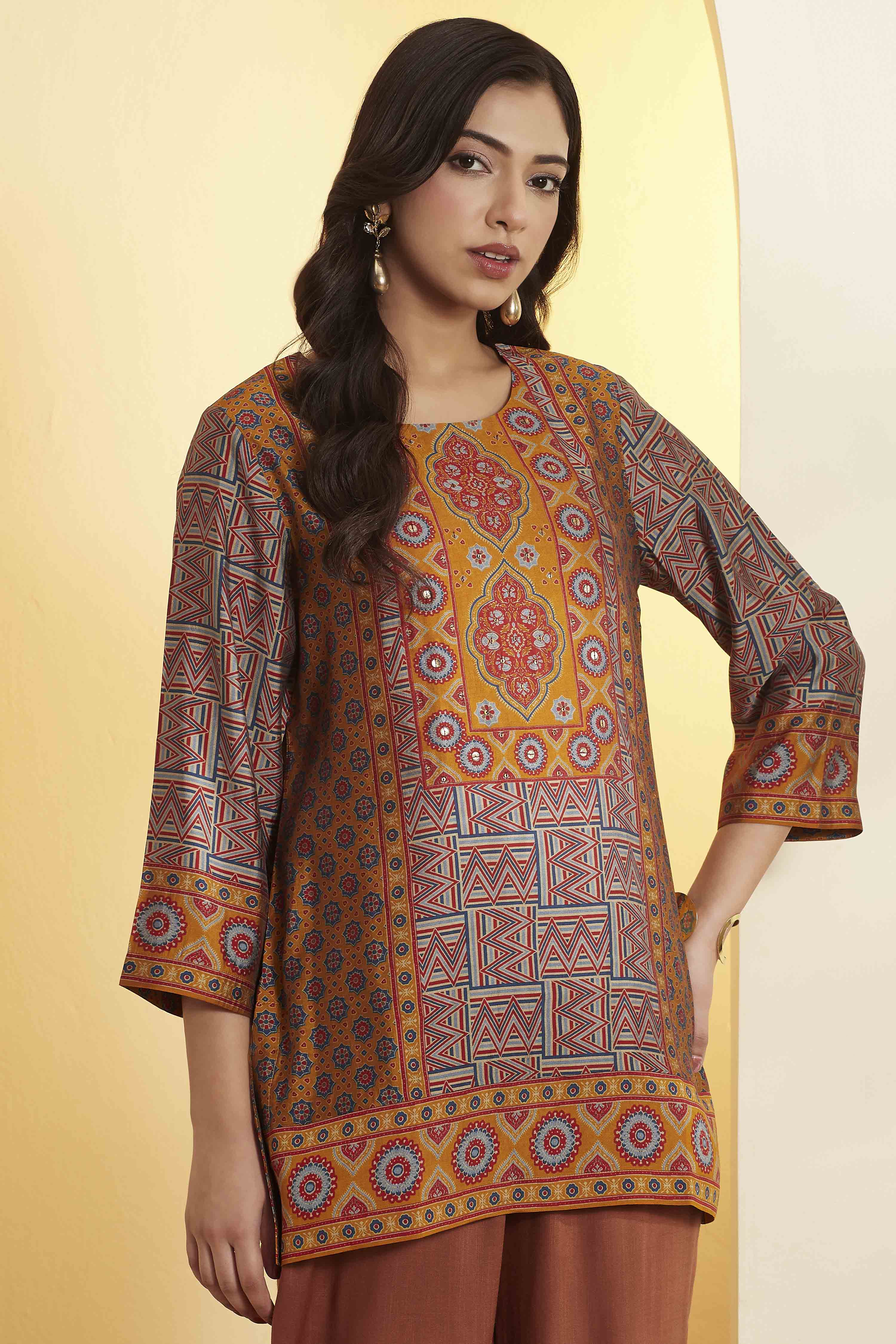 Blue Viscose Blend Straight Kurta image number 3