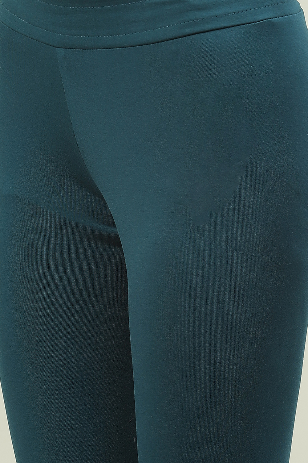 Black Cotton Blend Solid Leggings image number 1