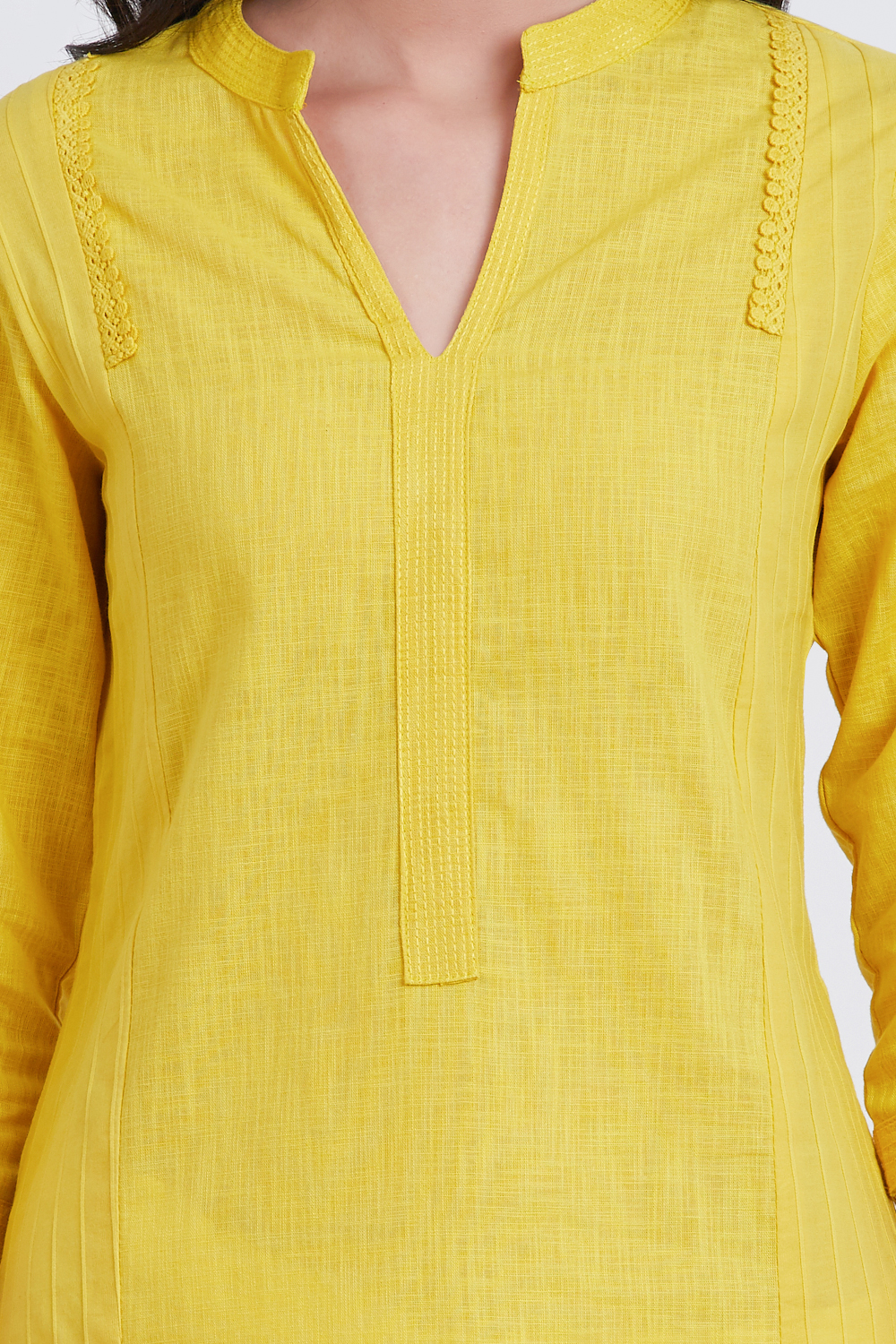 Yellow Cotton Straight Solid Kurta image number 1