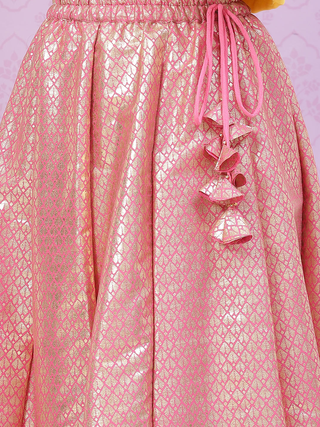 Pink Viscose Printed Short Top Lehenga Set image number 2