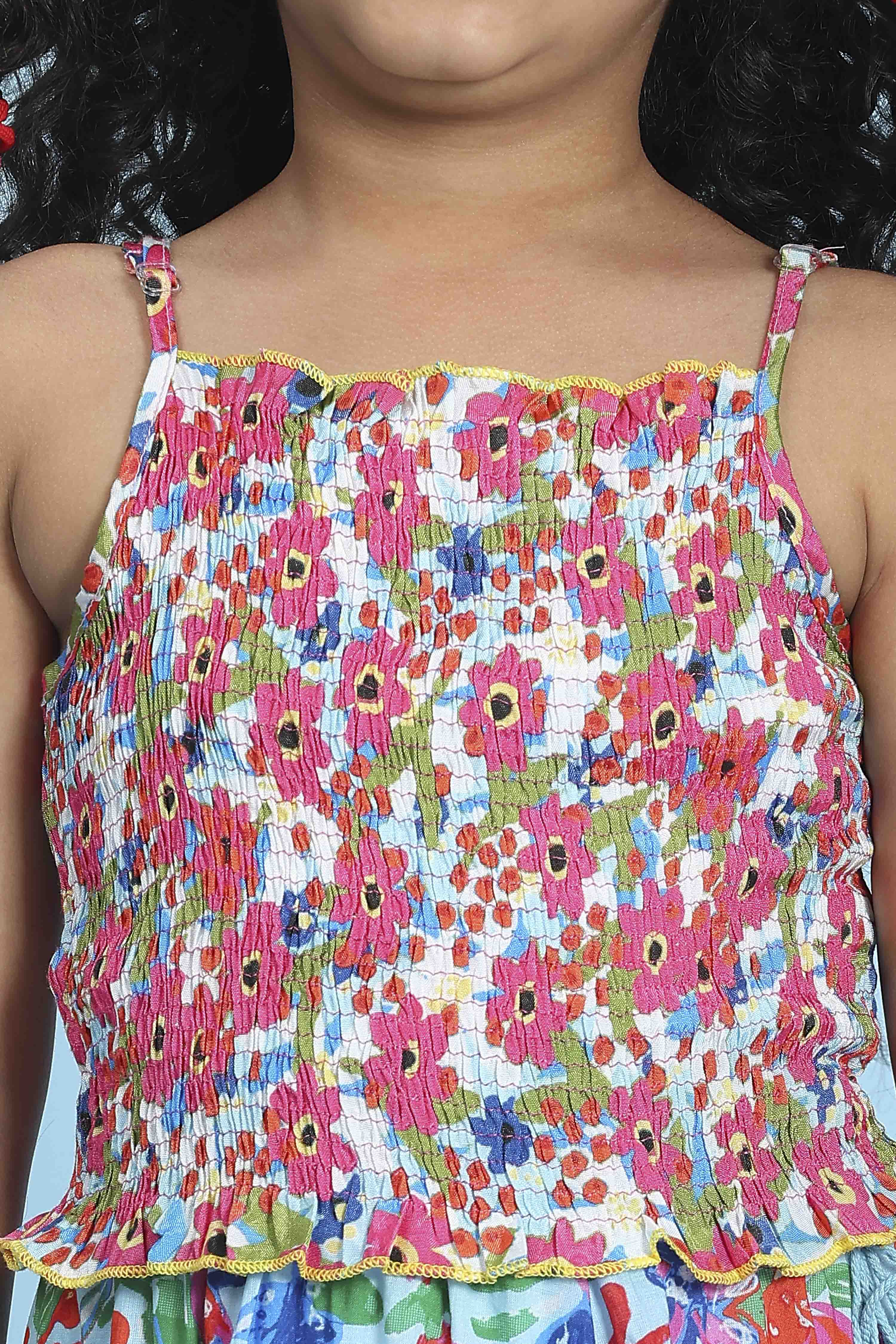 Light Pink Viscose Rayon Flared Printed Lehenga Set image number 1