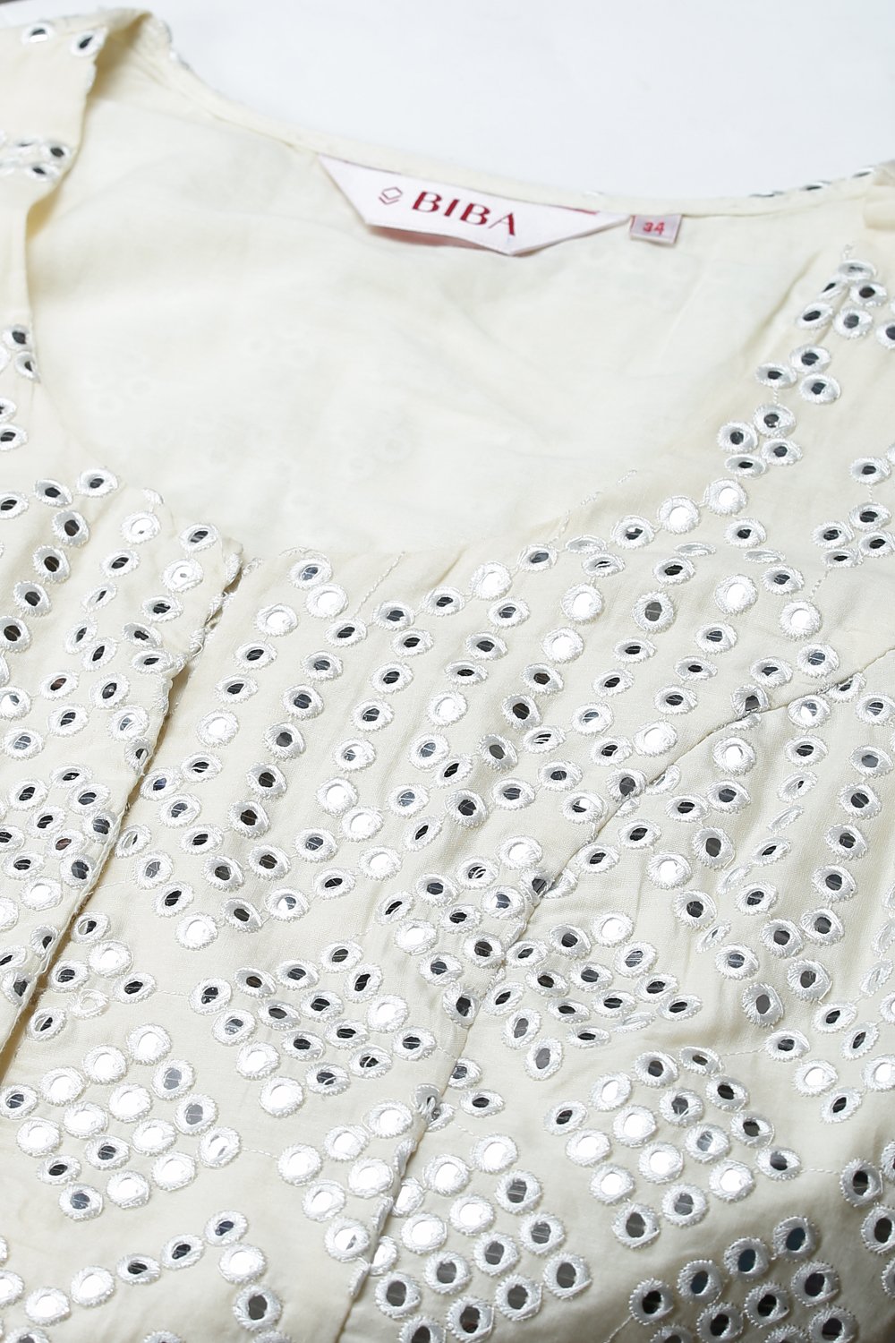 Off White Cotton Fusion Wear 3 Piece Set image number 1