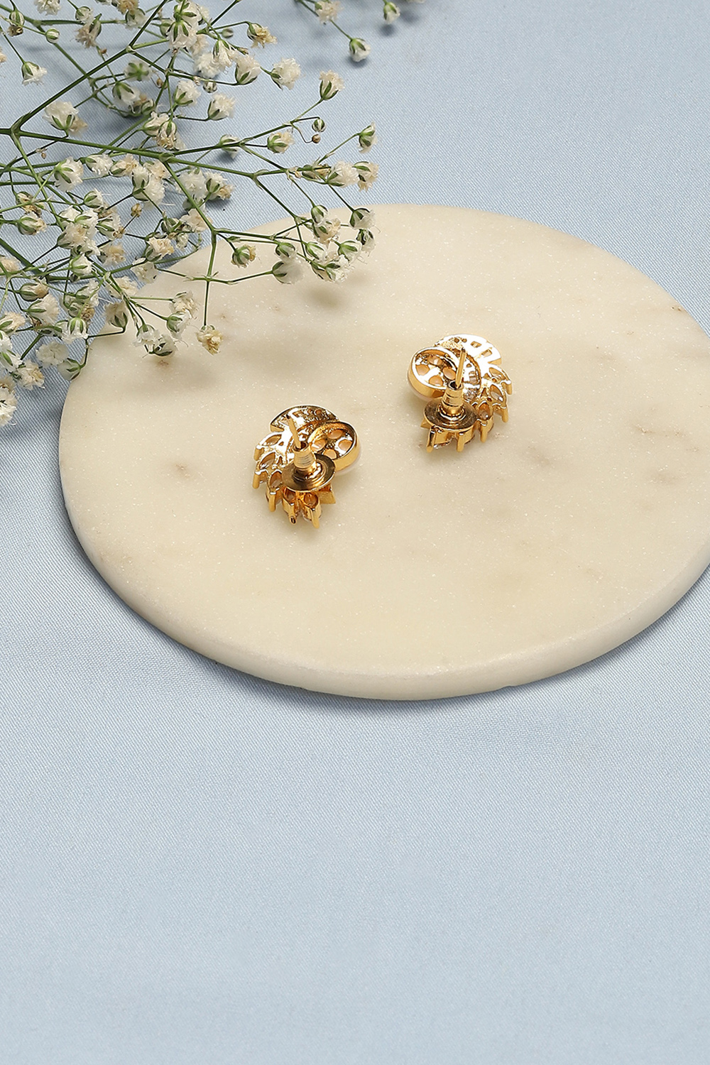 Gold & White Brass Earrings image number 2