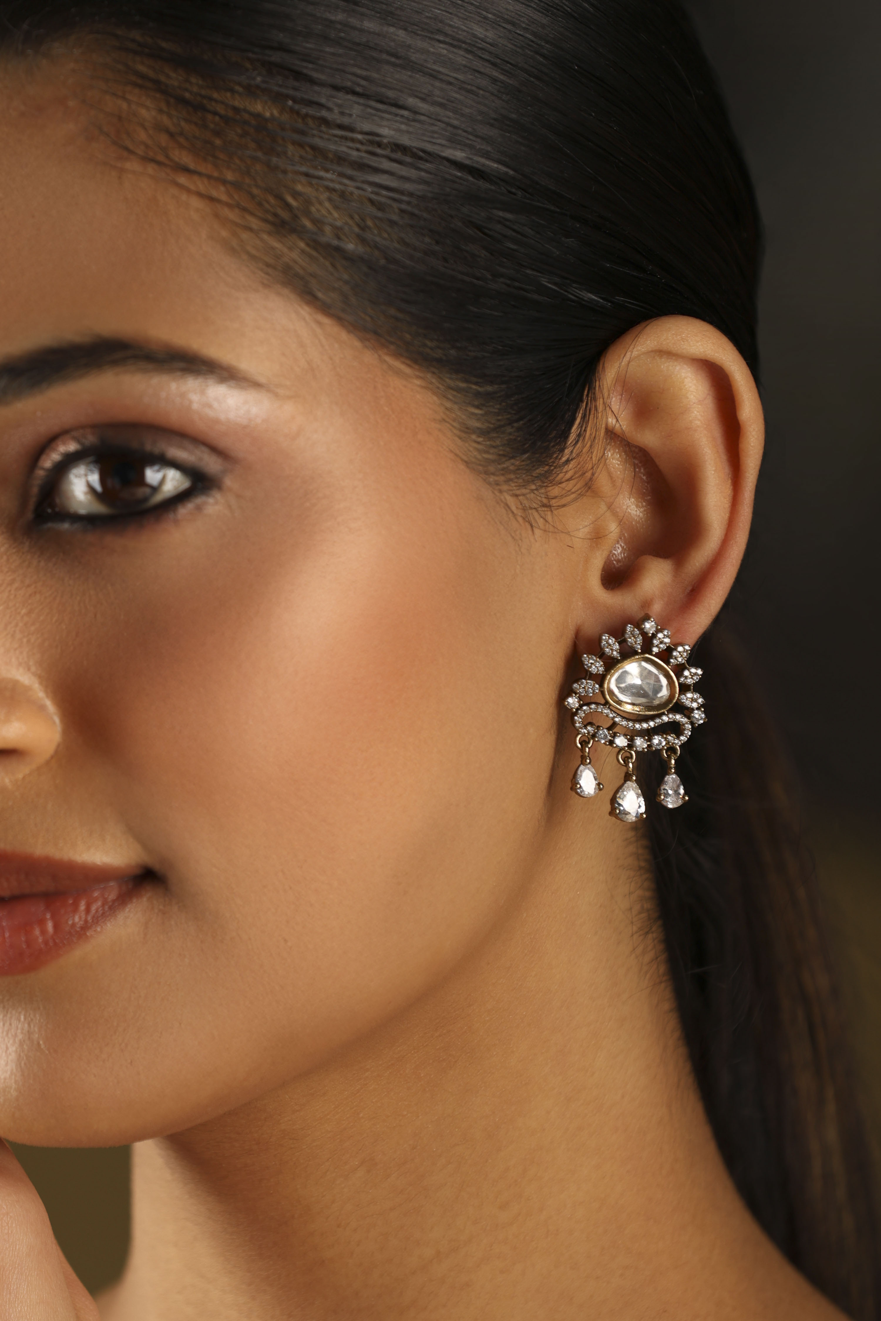 White Stone Earrings image number 1