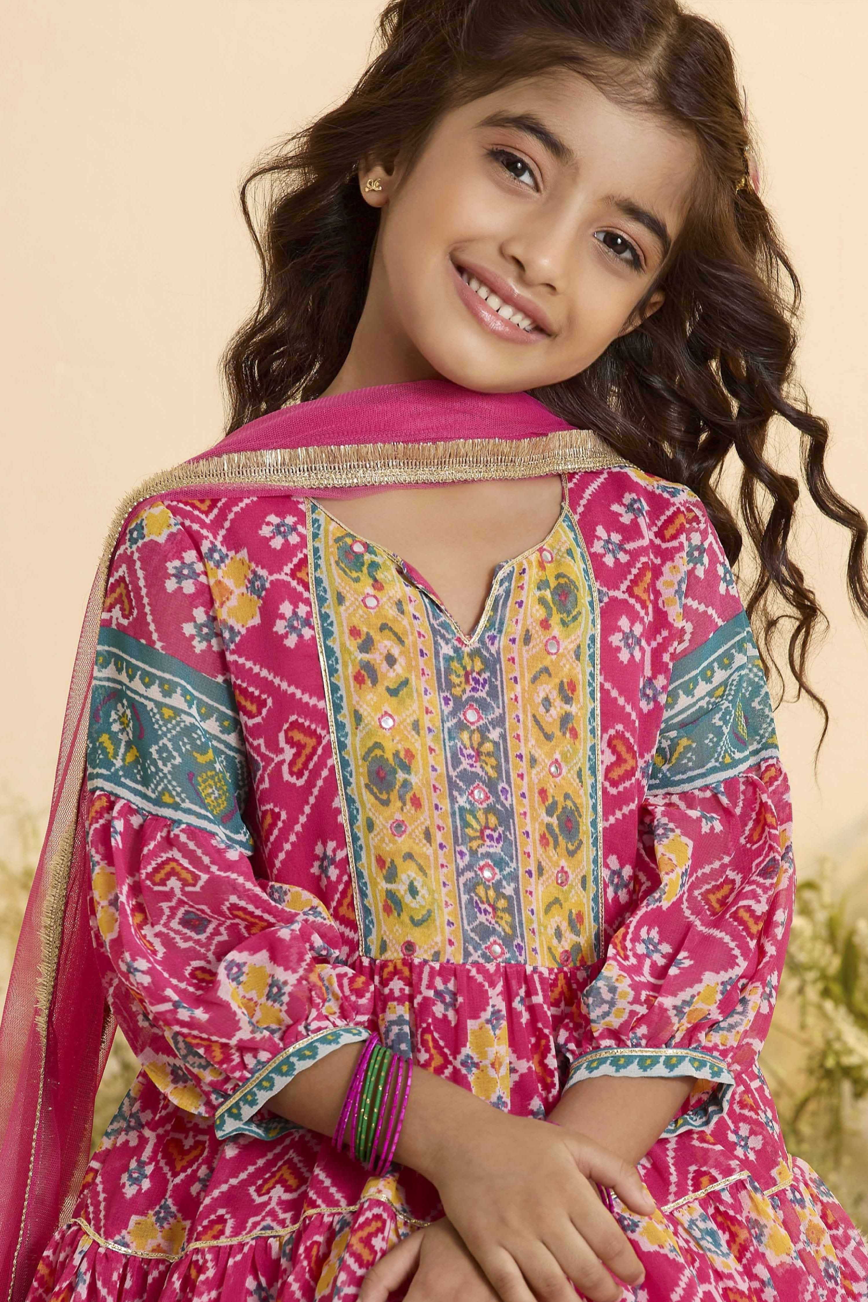 Pink Printed Anarkali Kurta Set image number 1