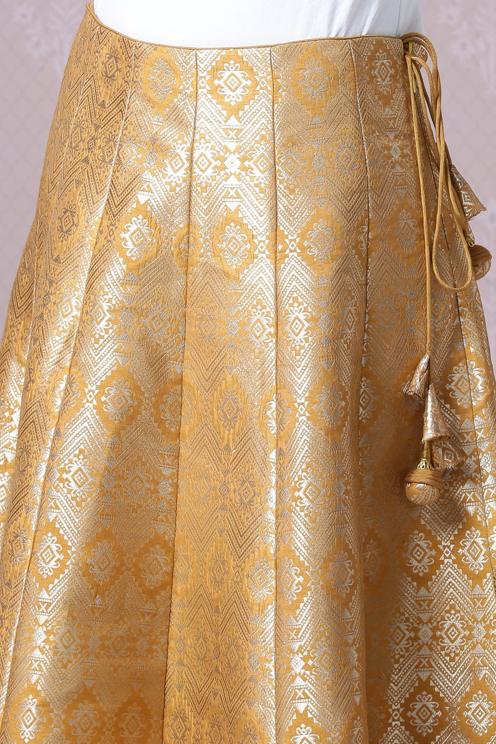 Sage Green Metallic Cotton Lehenga Set image number 3