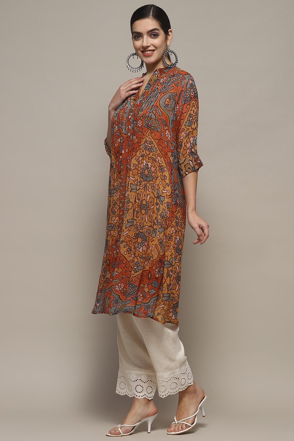 Mustard Viscose Straight Kurti image number 2