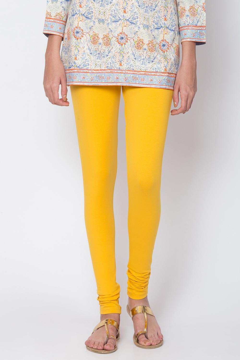 Camel Cotton Blend Solid Churidar image number 1