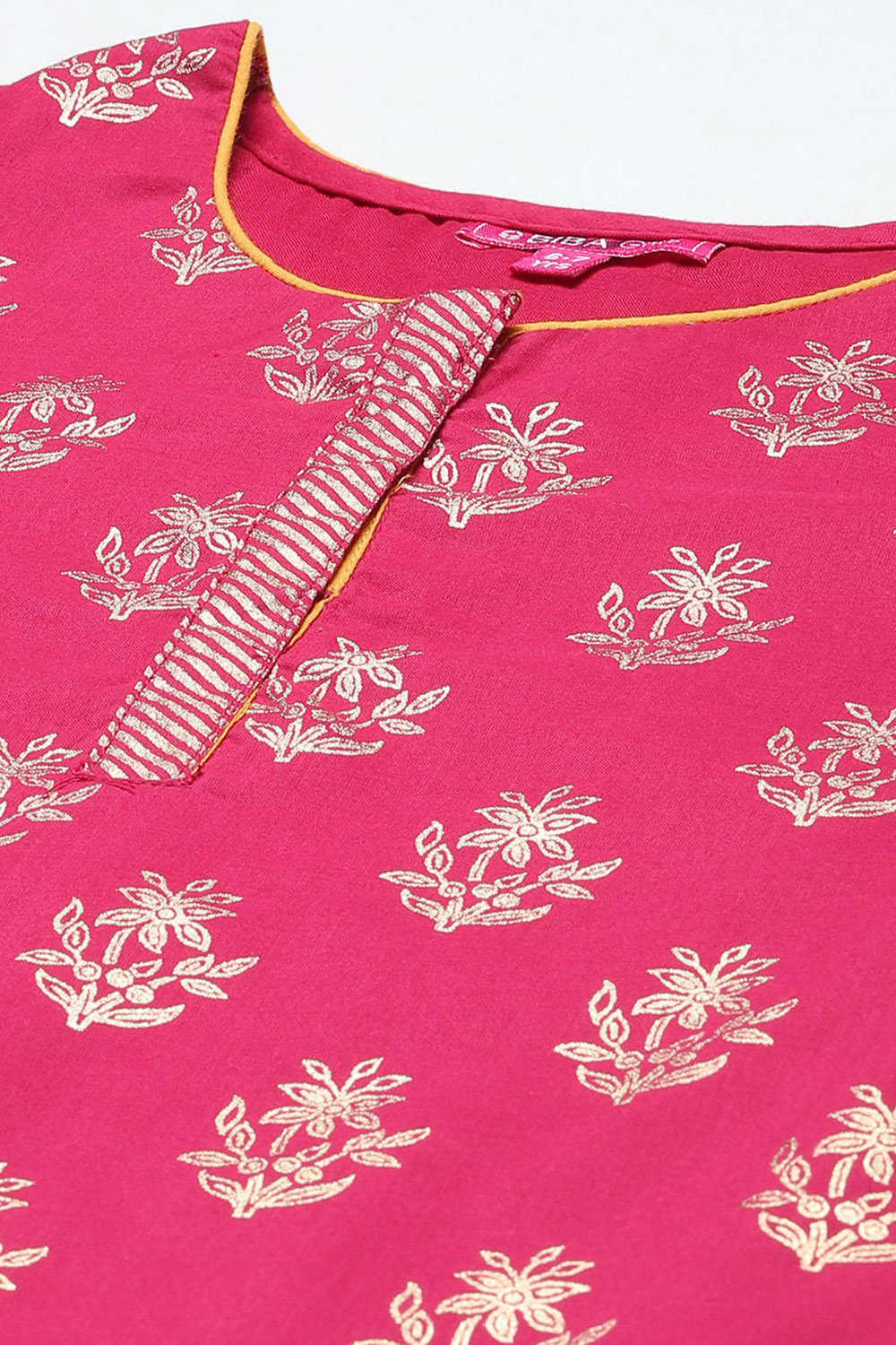 Fuchsia Cotton Straight Printed Kurta Patiyala Salwar Suit Set image number 1