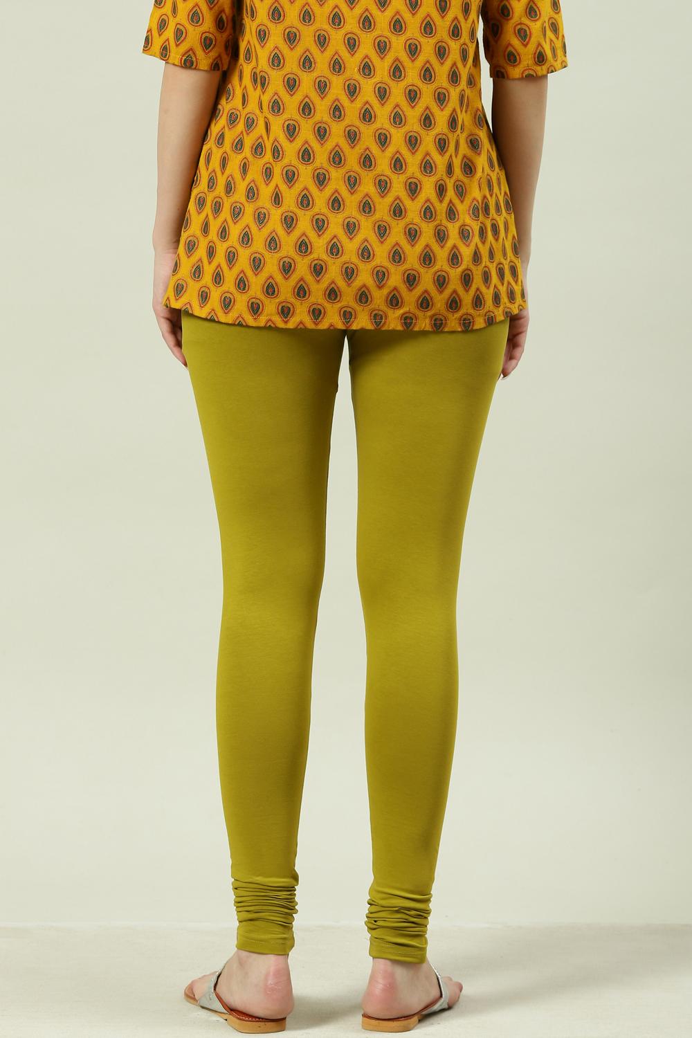 Camel Cotton Blend Solid Churidar image number 4