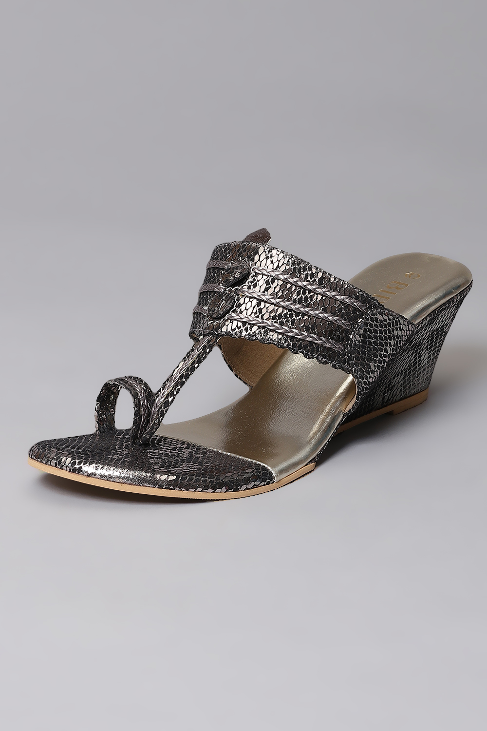 Black Snake Print Wedges image number 2