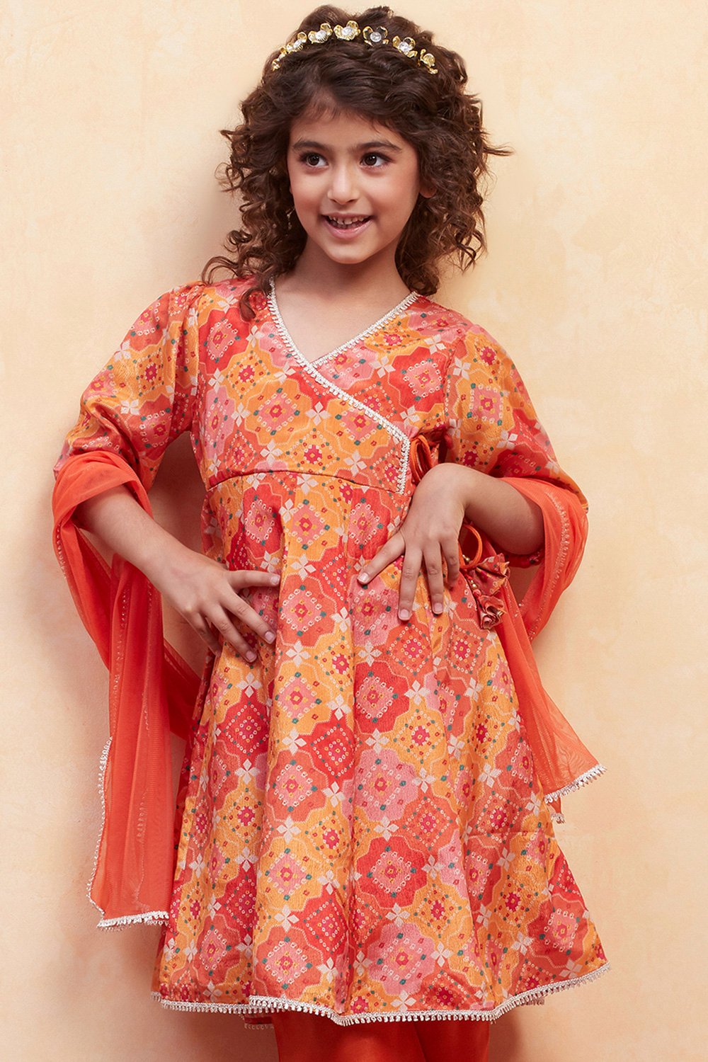 Coral Pink Polyester Flared Suit Set image number 7