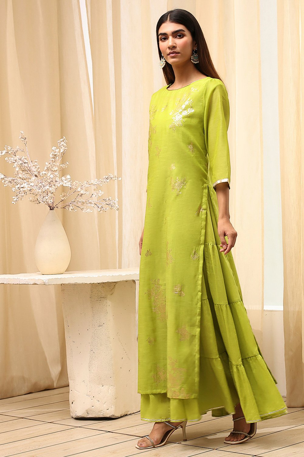 Black Poly Chanderi  Dress image number 3