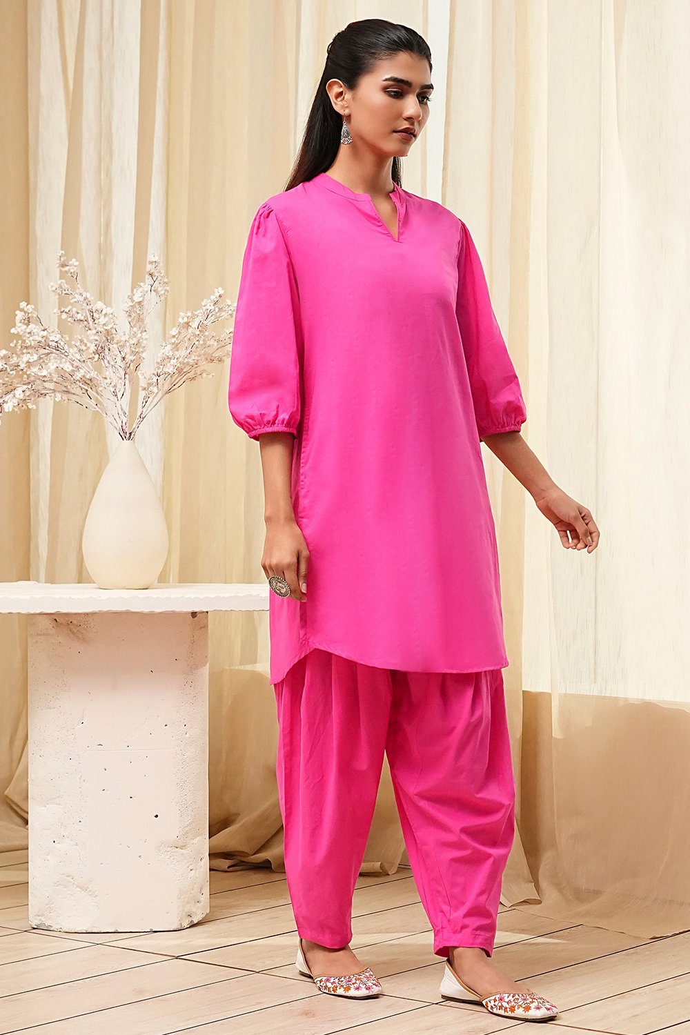 Sage Green Cotton Pathani Straight Kurta Set image number 5
