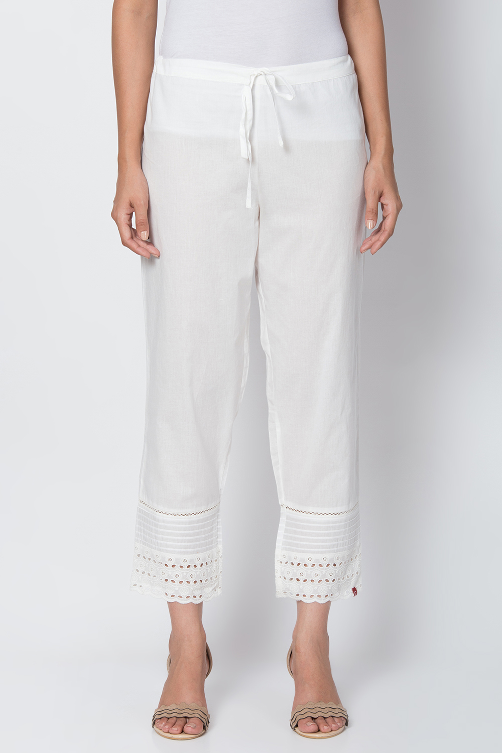 Red Cotton Solid Pant image number 0