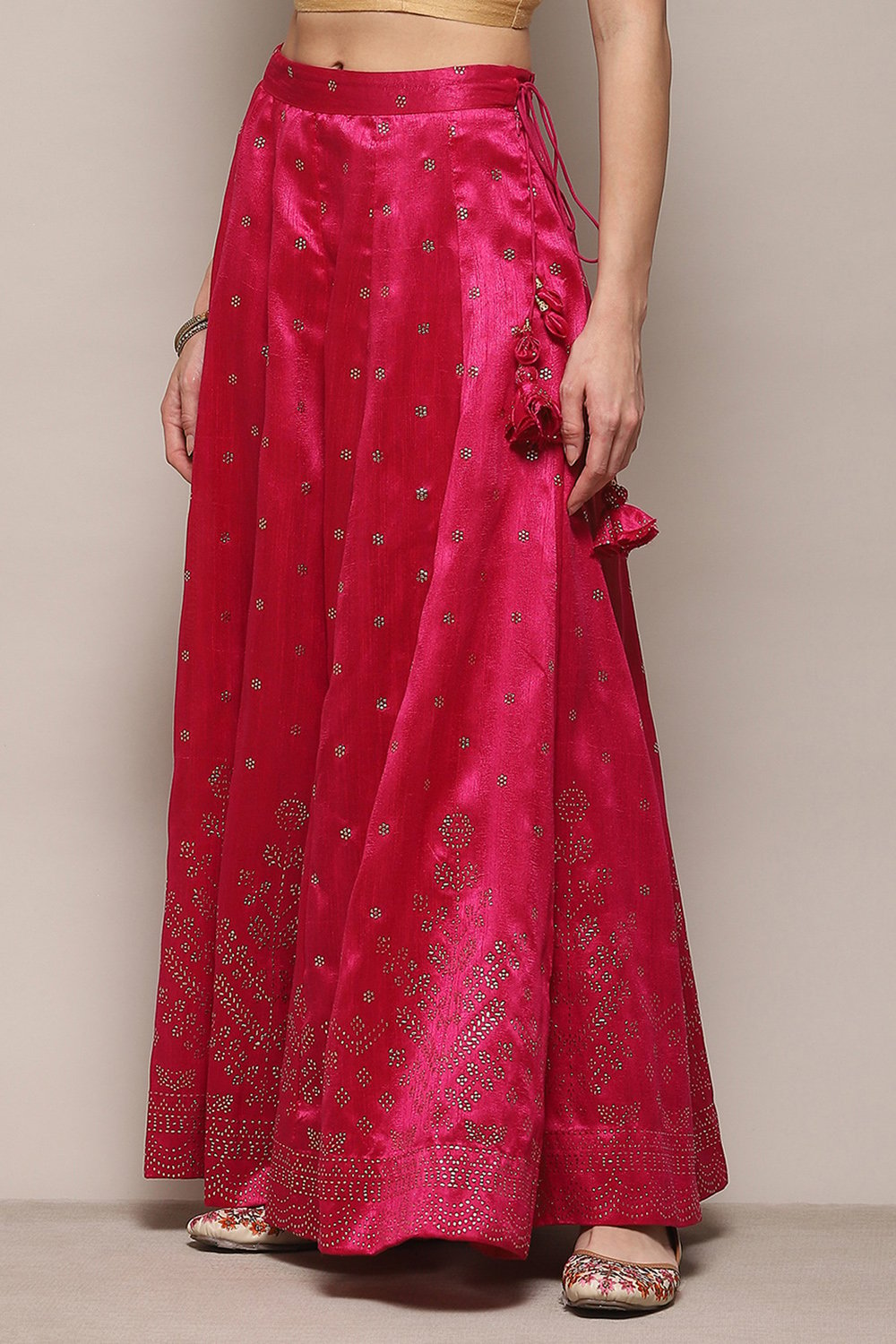 Fuchsia Polyester Printed Skirt image number 2