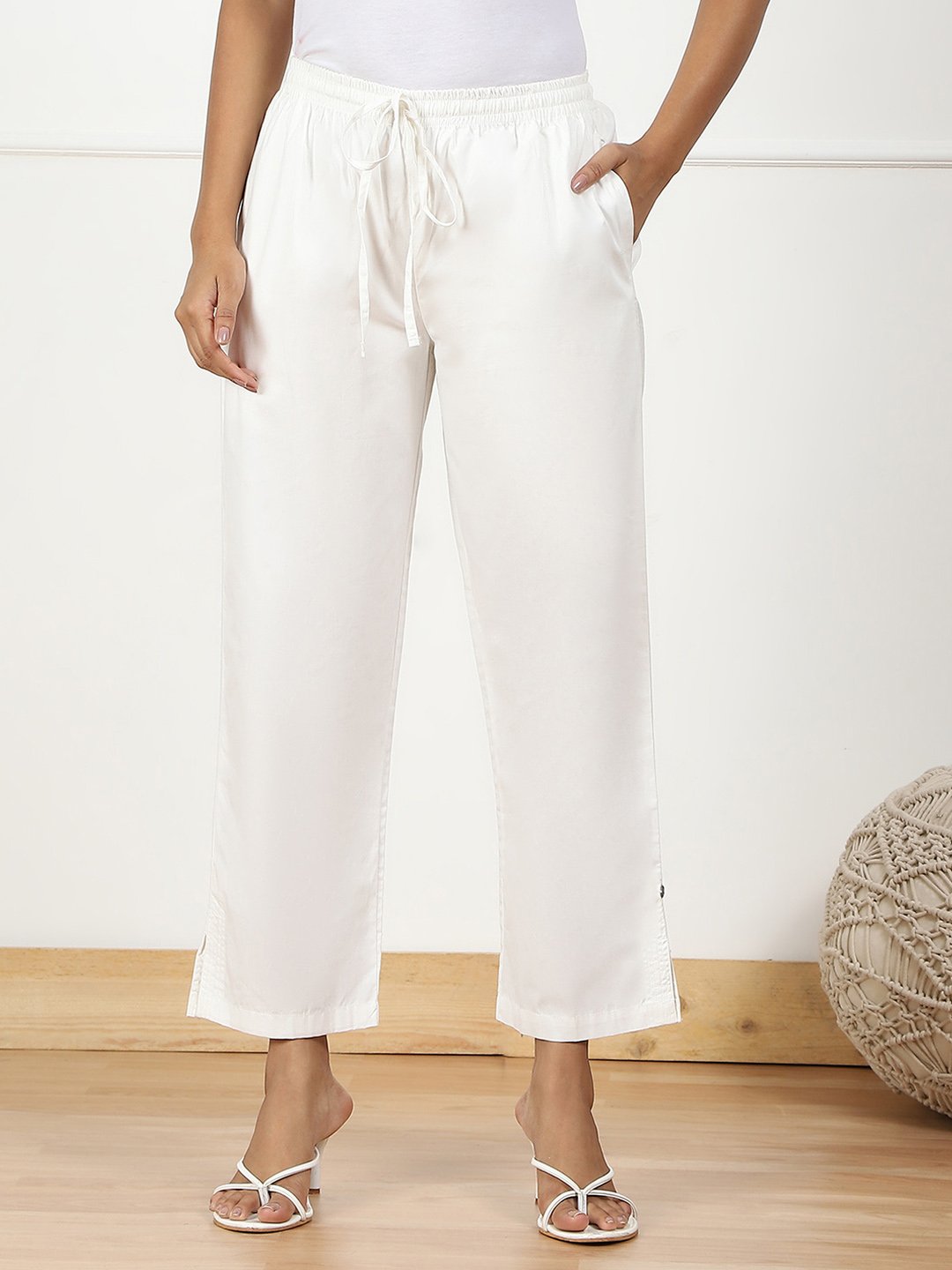 Fuschia Cotton Straight Pant image number 4