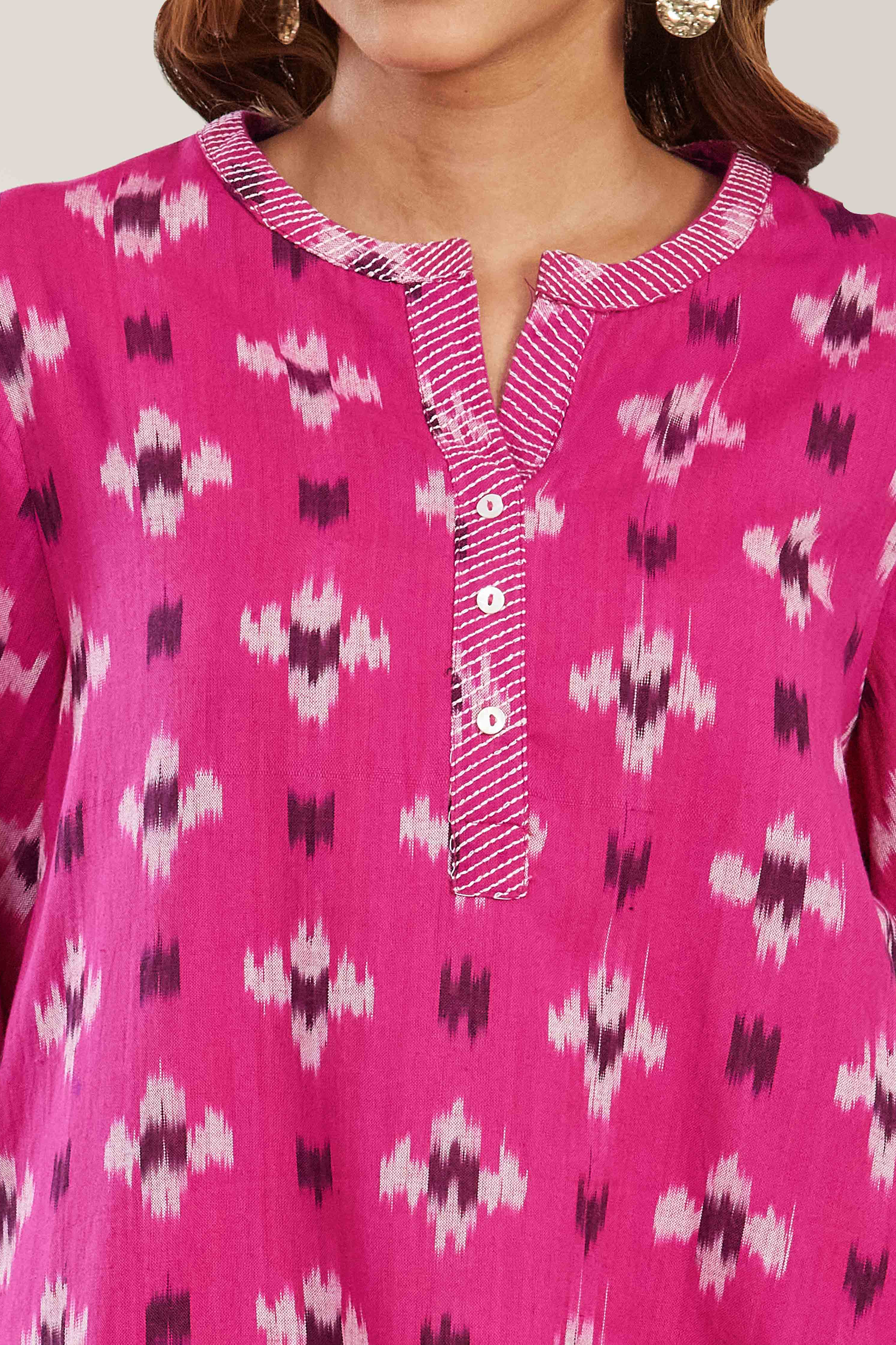 Pink Cotton Straight Kurta image number 1