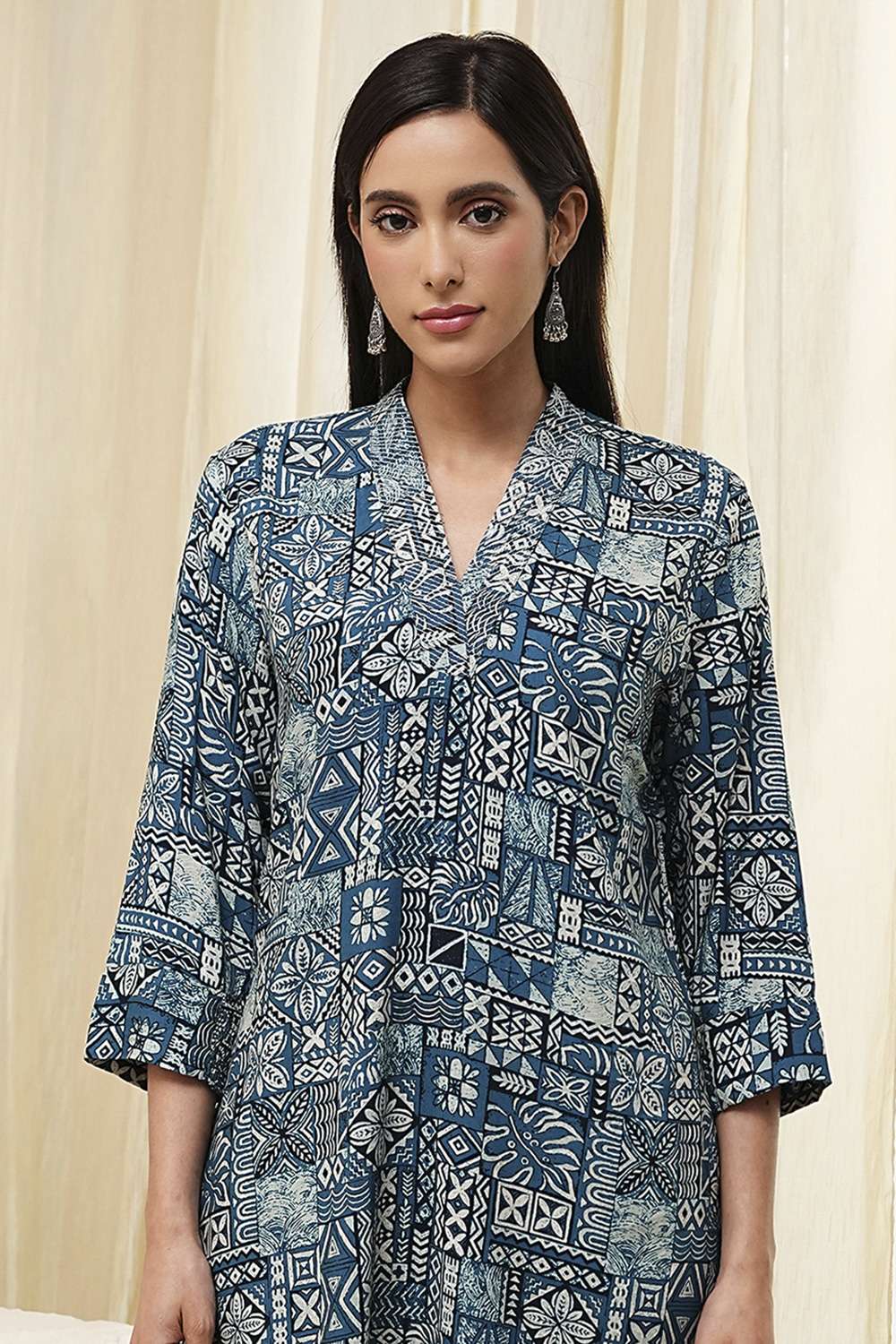 Teal Straight Short Kurta image number 1