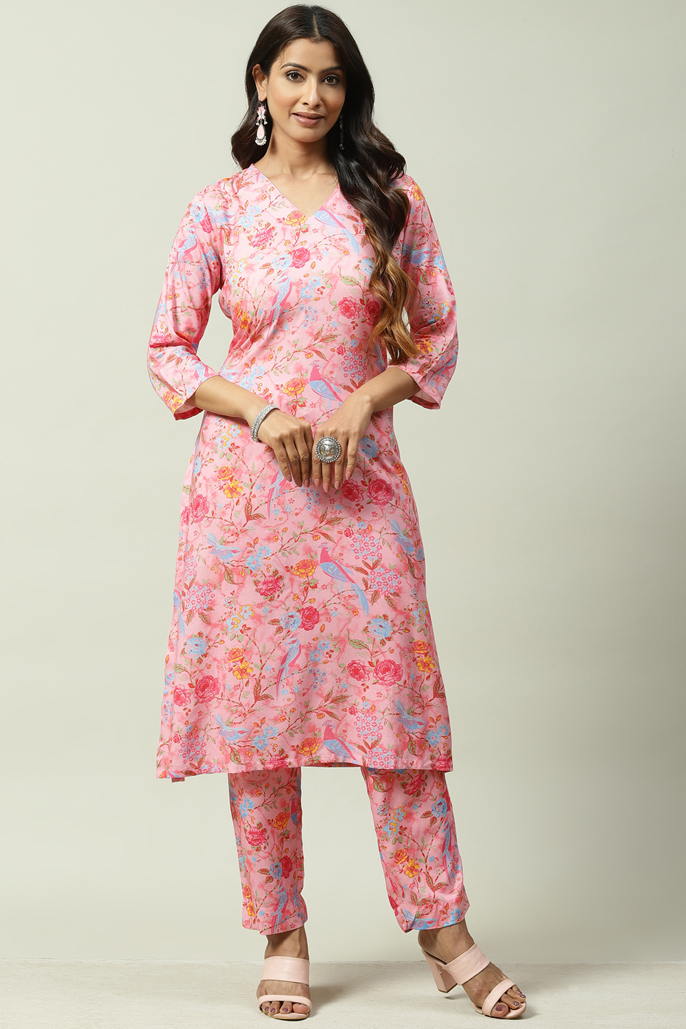 Pink Rayon Straight Co-Ord Set image number 4