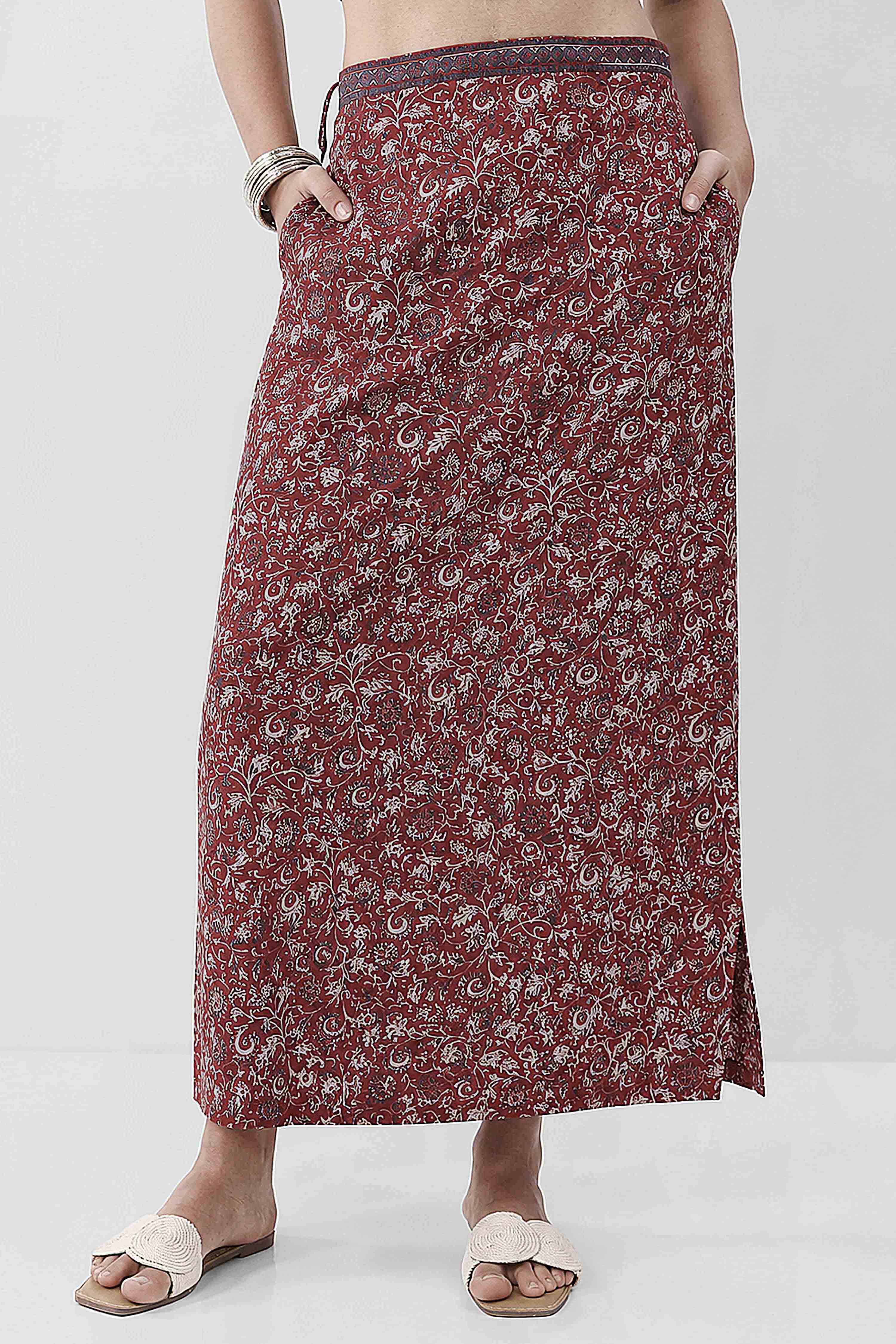 Blue Cotton Printed Skirt image number 3