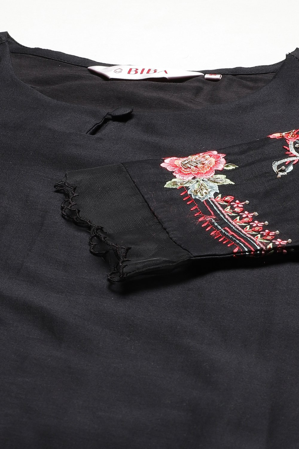 Black Cotton Silk Asymmetric Kurta Dhoti Salwar Suit Set image number 1