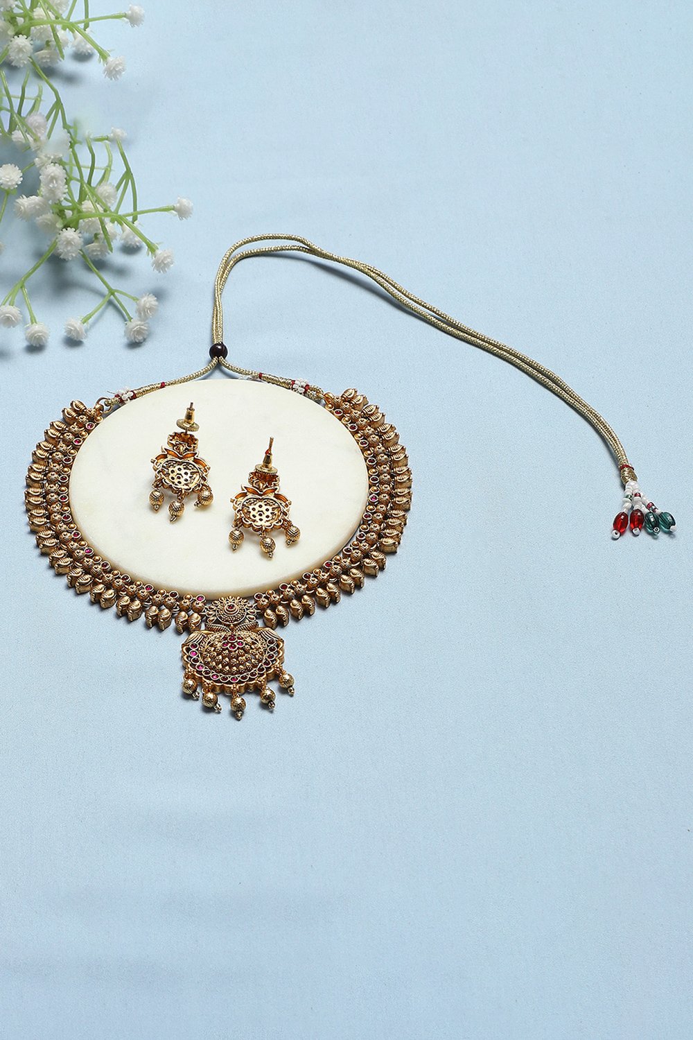 Red Alloy Necklace Set image number 2
