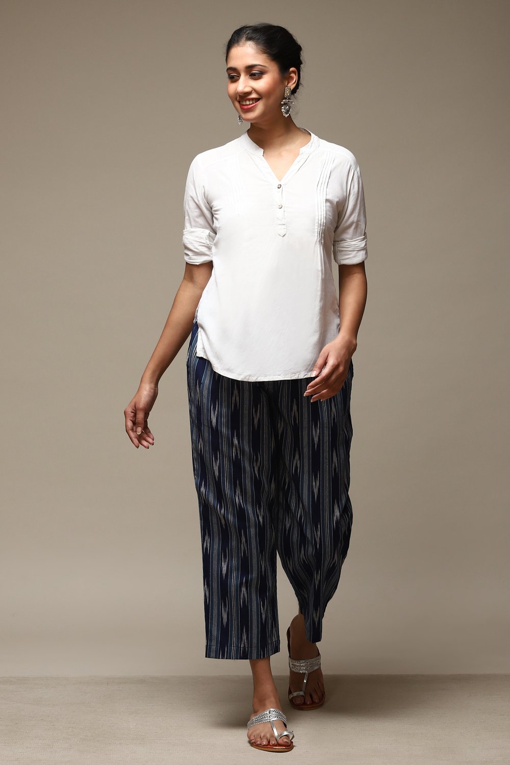 Blue Indigo Cotton Yarndyed Relaxed Pant image number 0