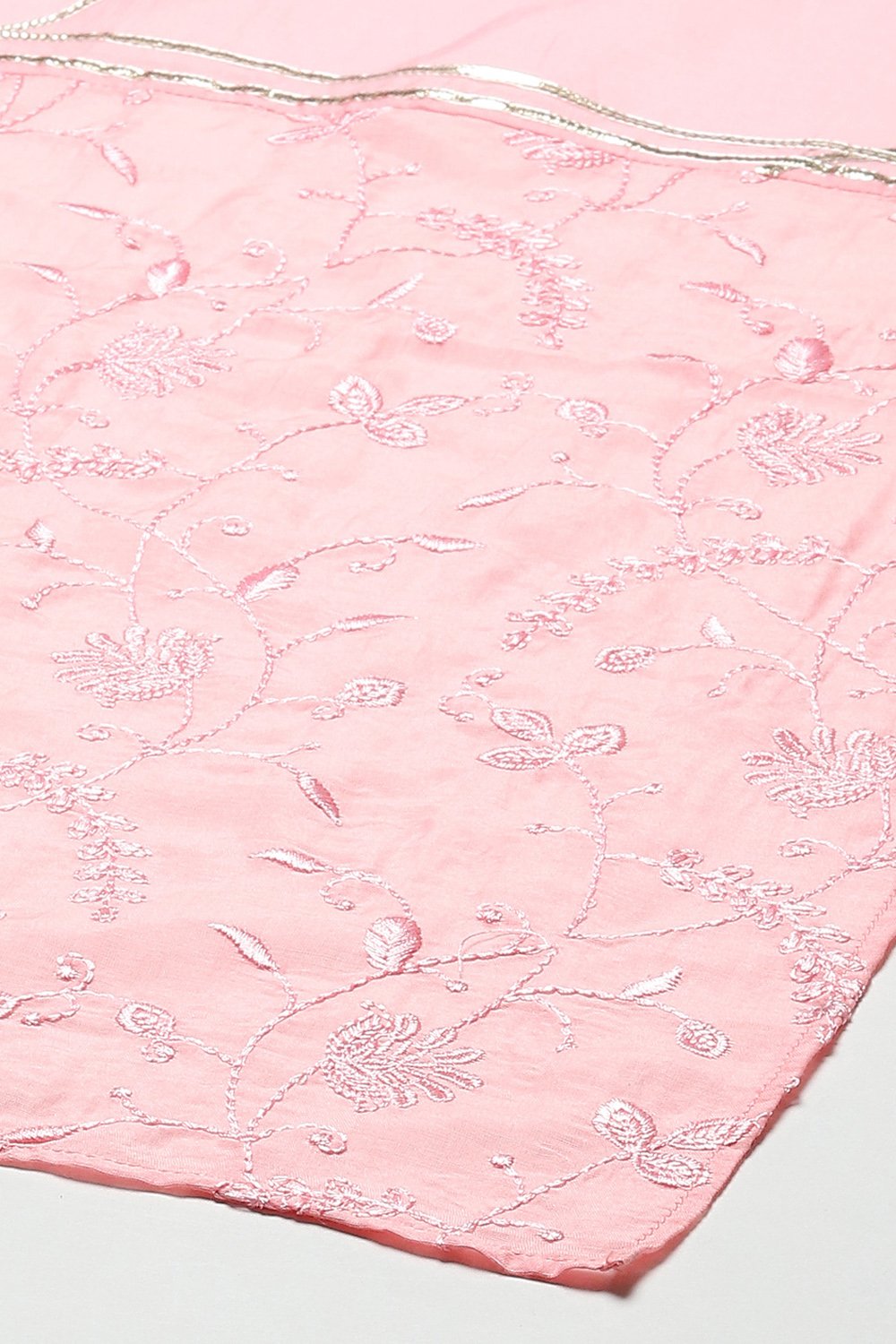 Pink Cotton Blend Layered Kurta Palazzo Suit Set image number 3