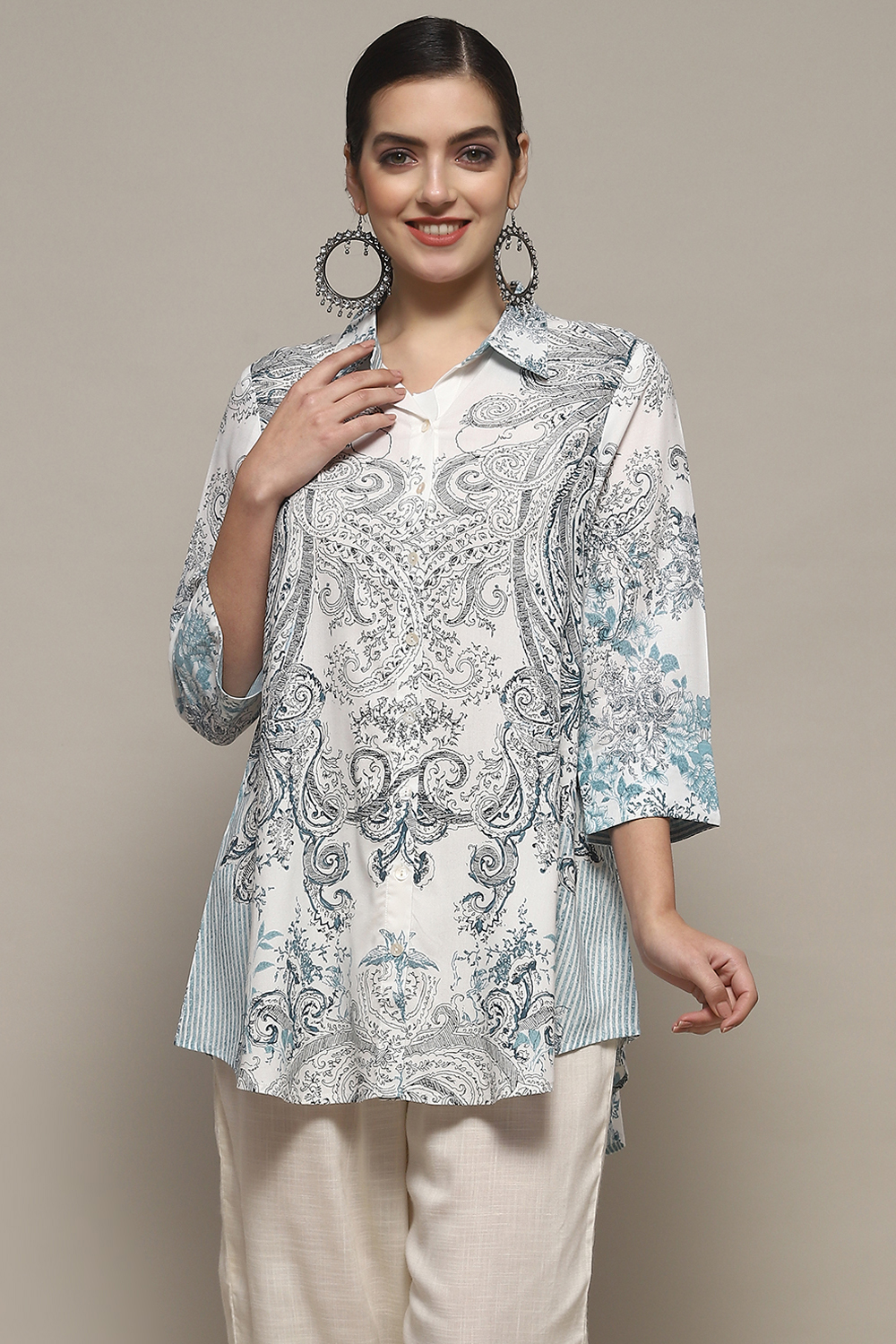 Blue Viscose Straight Kurti image number 5