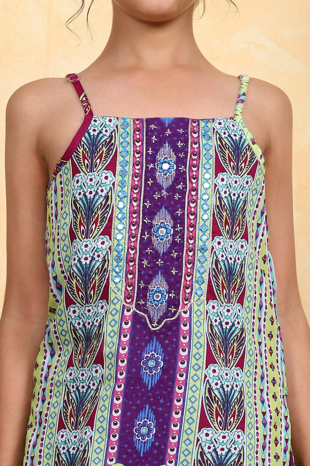 Purple Cotton Printed Straight Sharara Suit Set image number 1