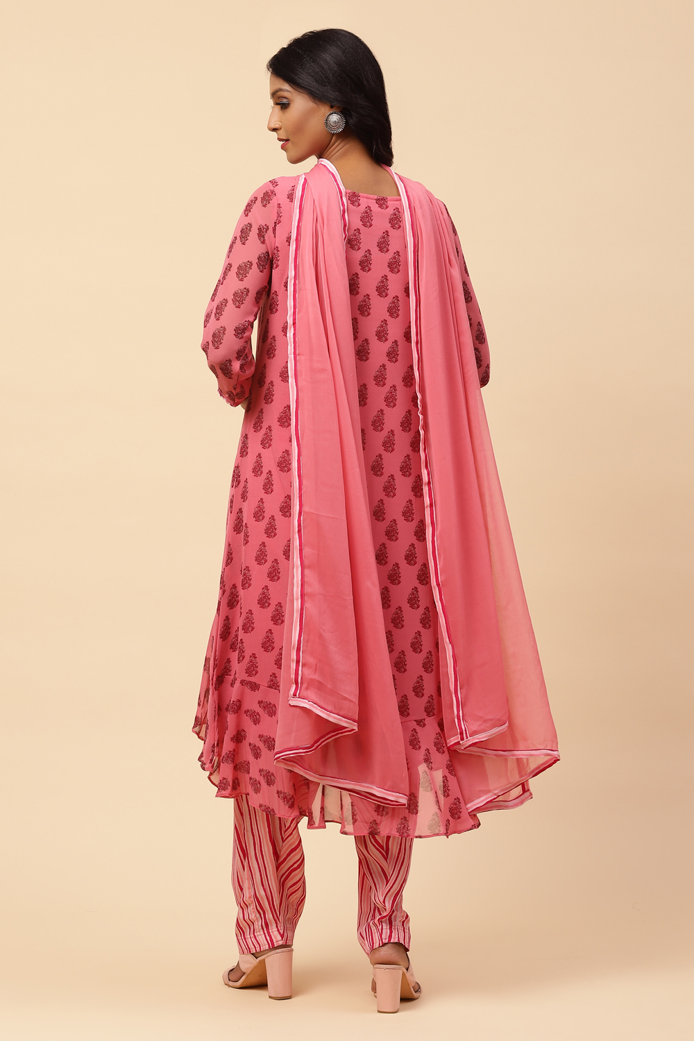 Pink Art Silk Asymmetric Kurta Salwar Suit Set image number 8