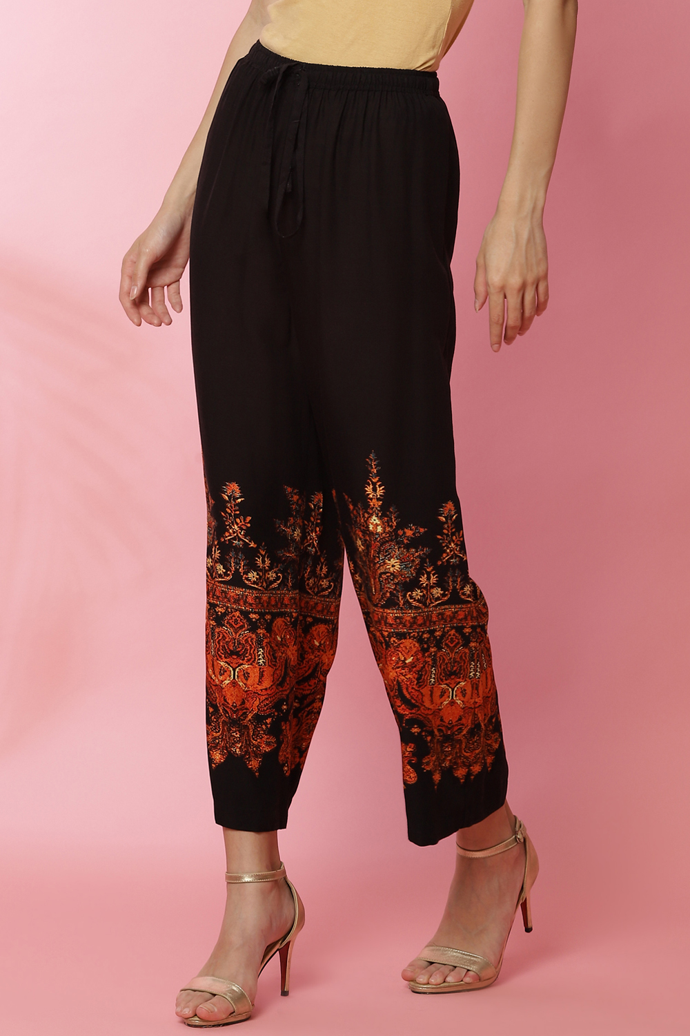 Black Rayon Palazzo Pants image number 2