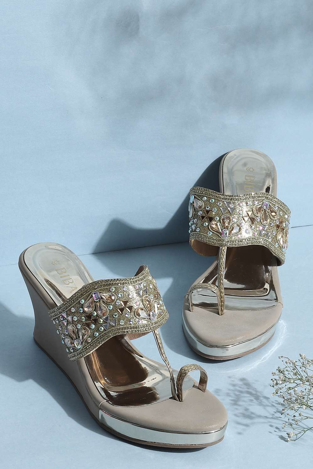 Gold Embellished Sandals image number 0