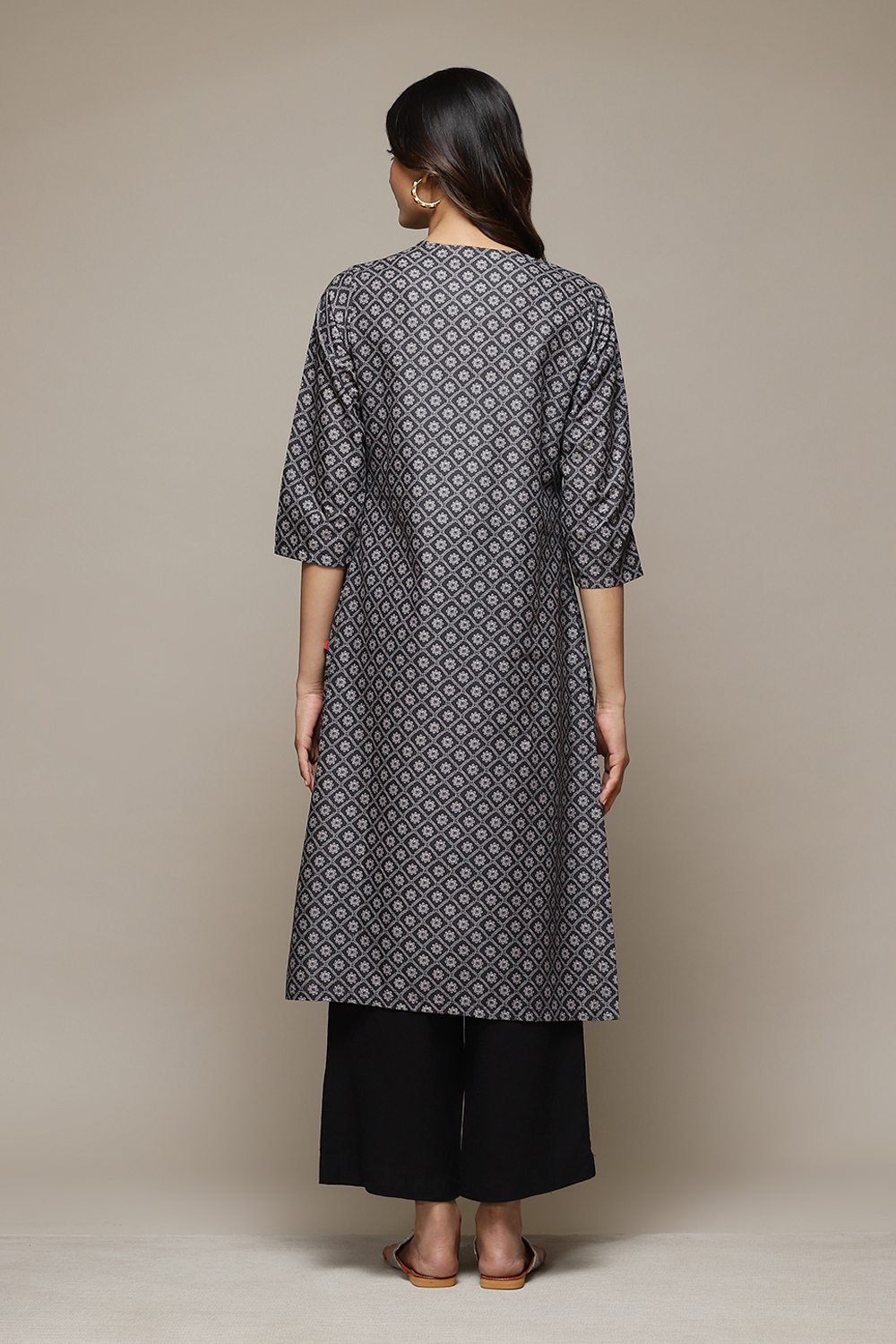 Cream Cotton Straight Printed Kurta image number 3